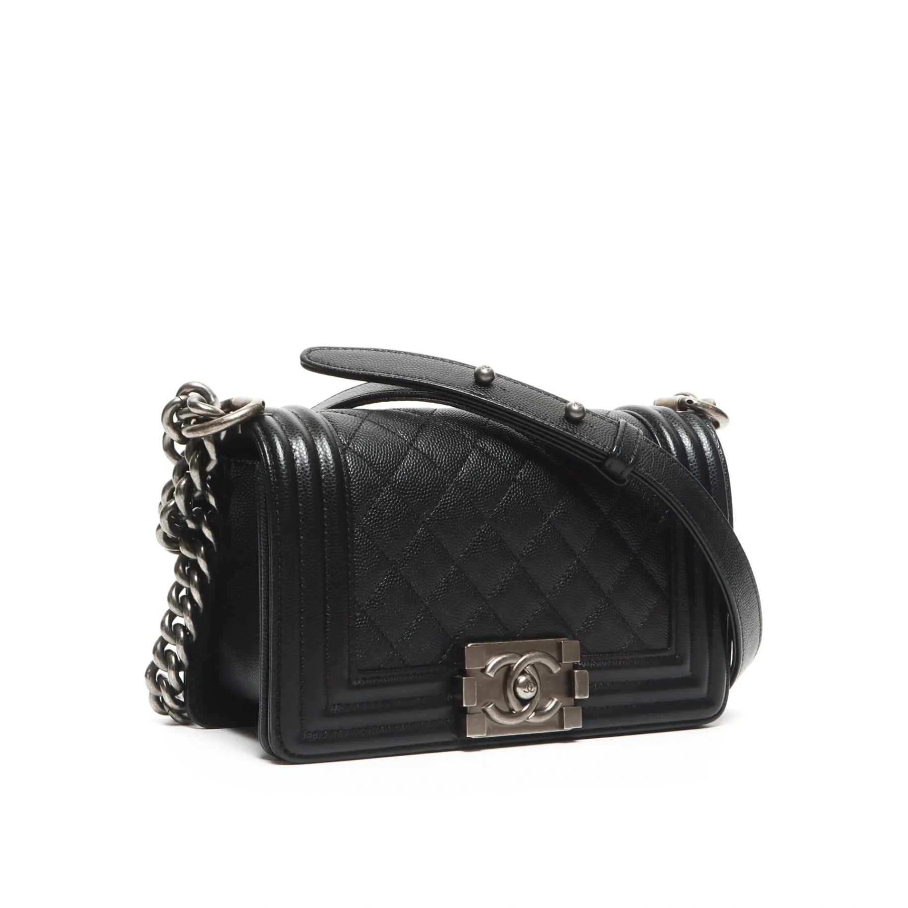 Chanel Small Boy Black Caviar Leather