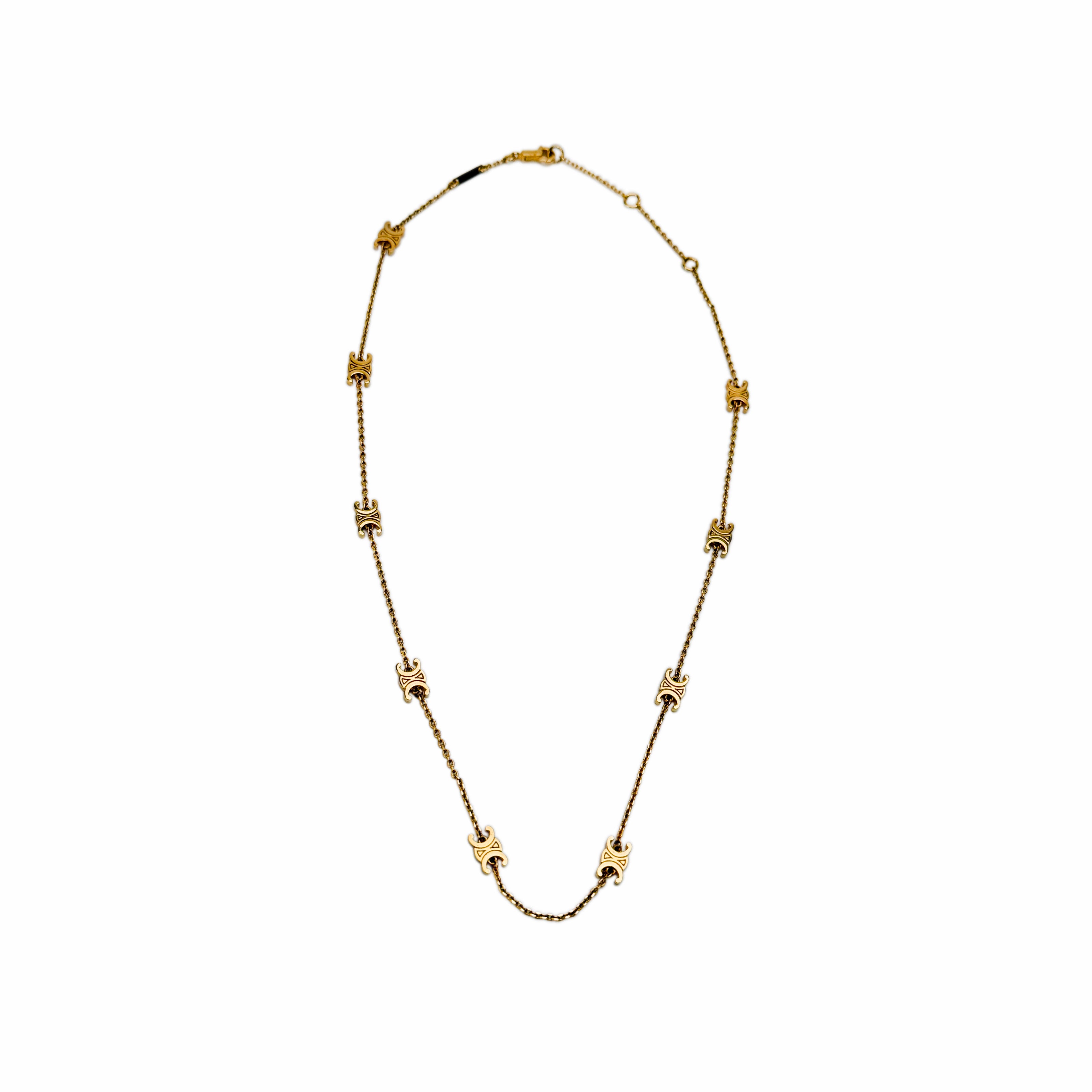 Celine Mini Triomphe Necklace In Brass with Gold Finish