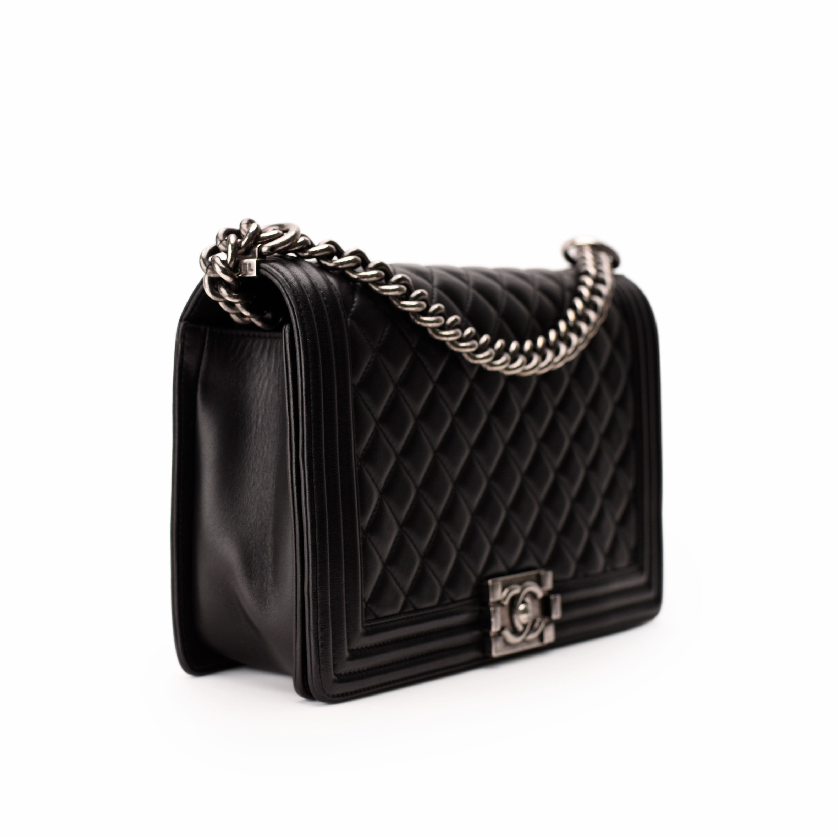 Chanel Boy New Medium Black Lambskin RHW