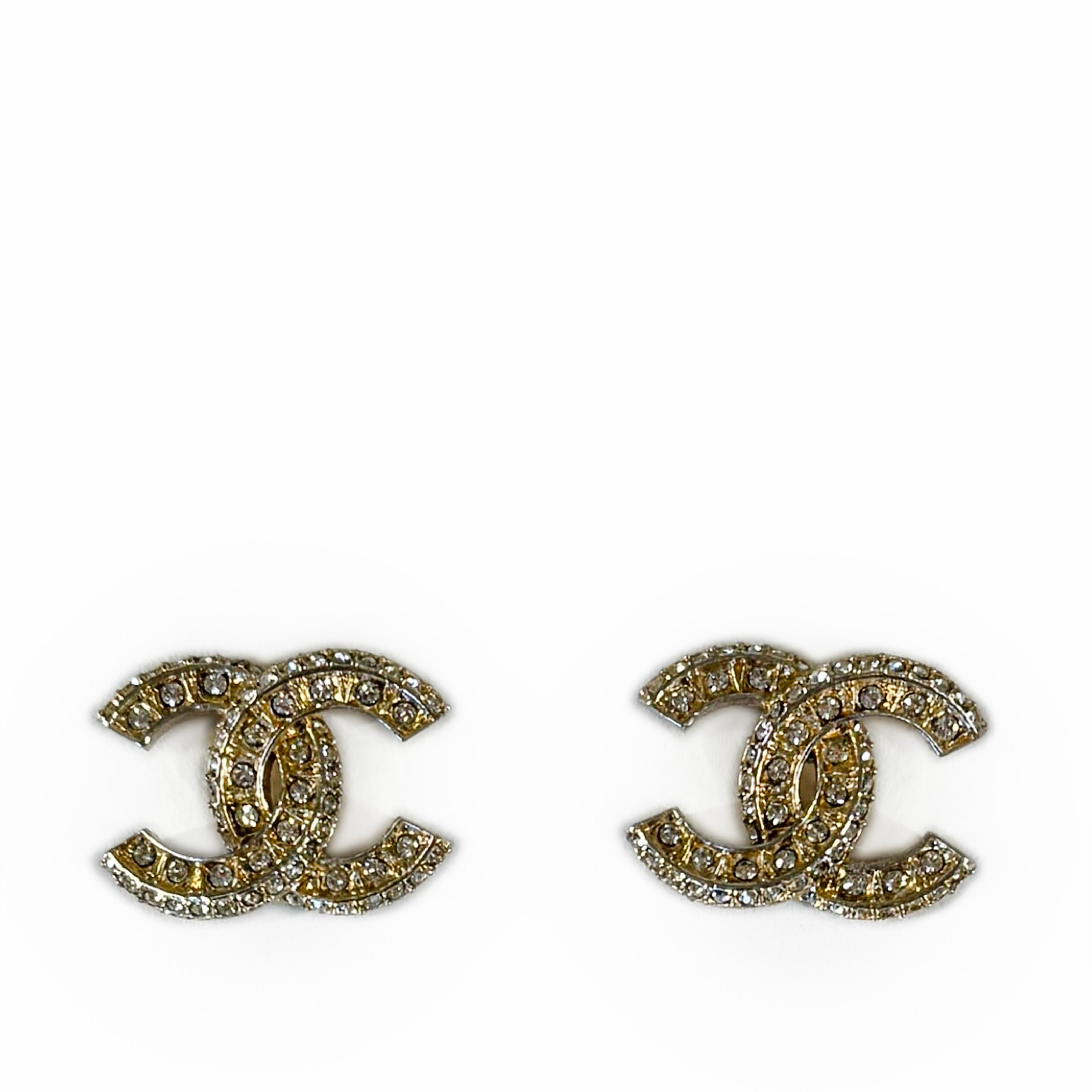 Chanel CC Gold Crystal Earrings