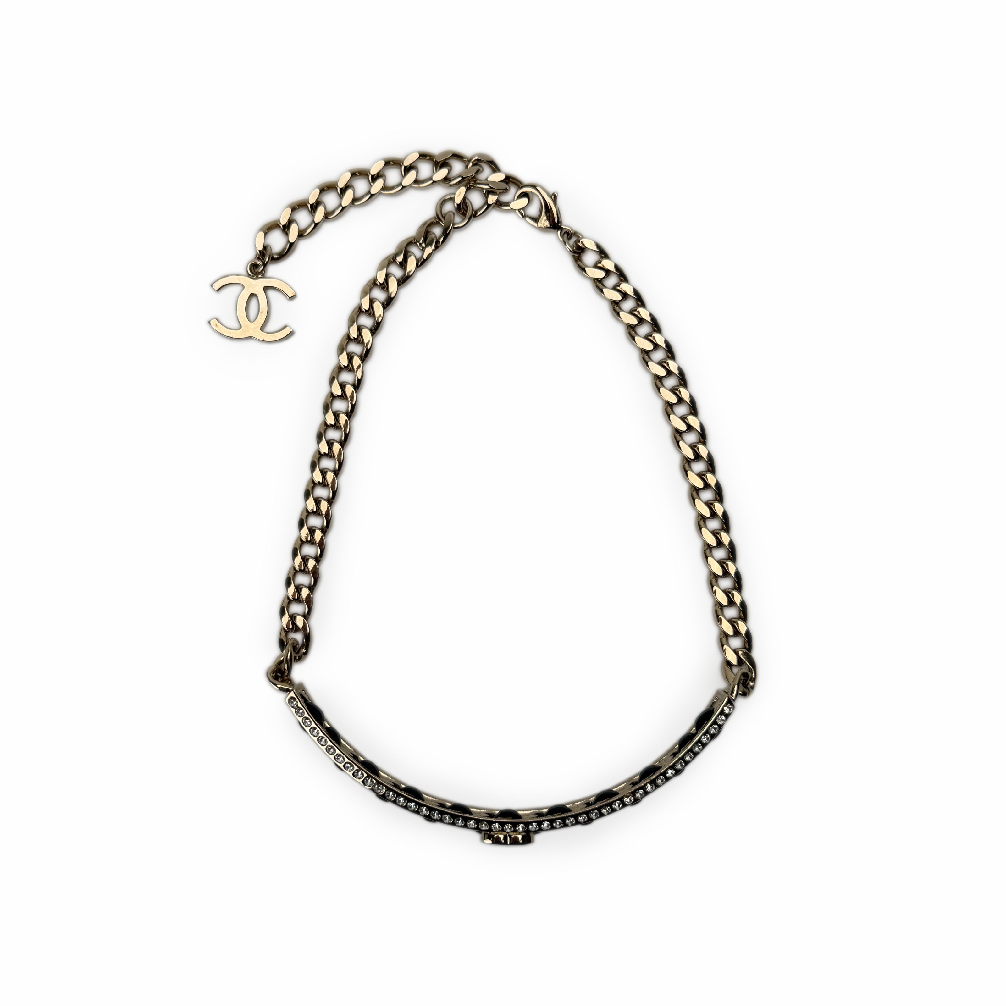 Chanel Leather-Interwoven CC Choker Necklace CHW
