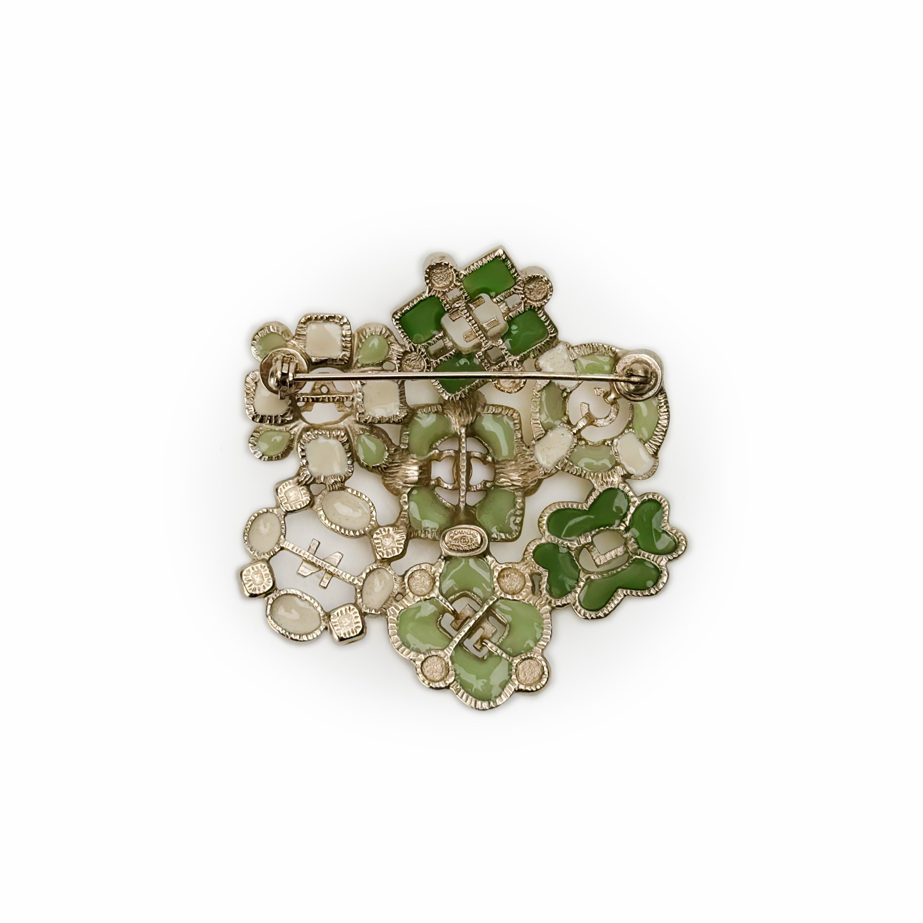Chanel Gripoix Flowers Green Brooch