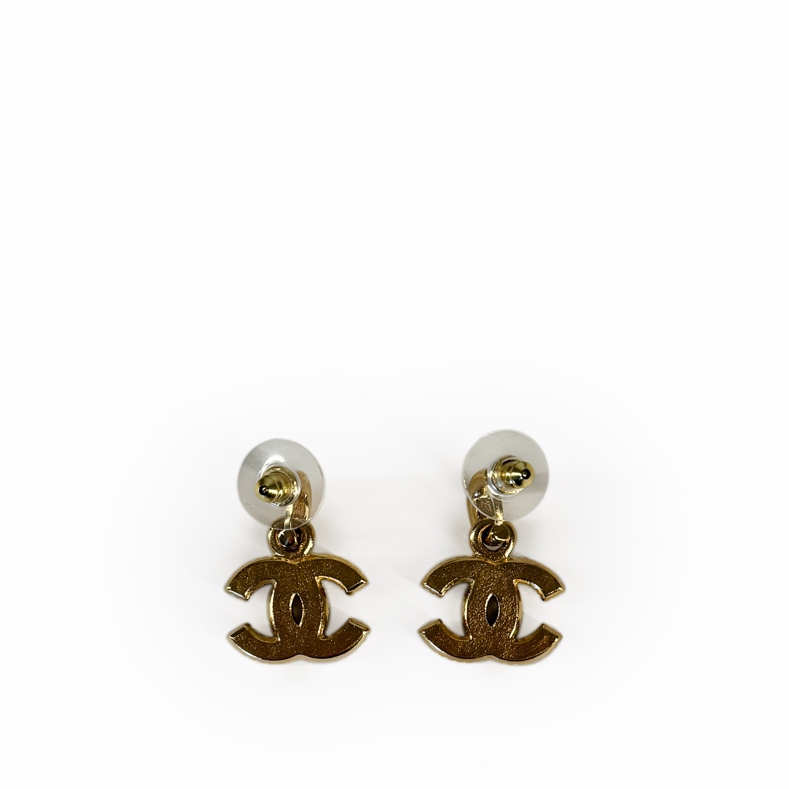 Chanel CC Chocolate Drop Earrings Gold