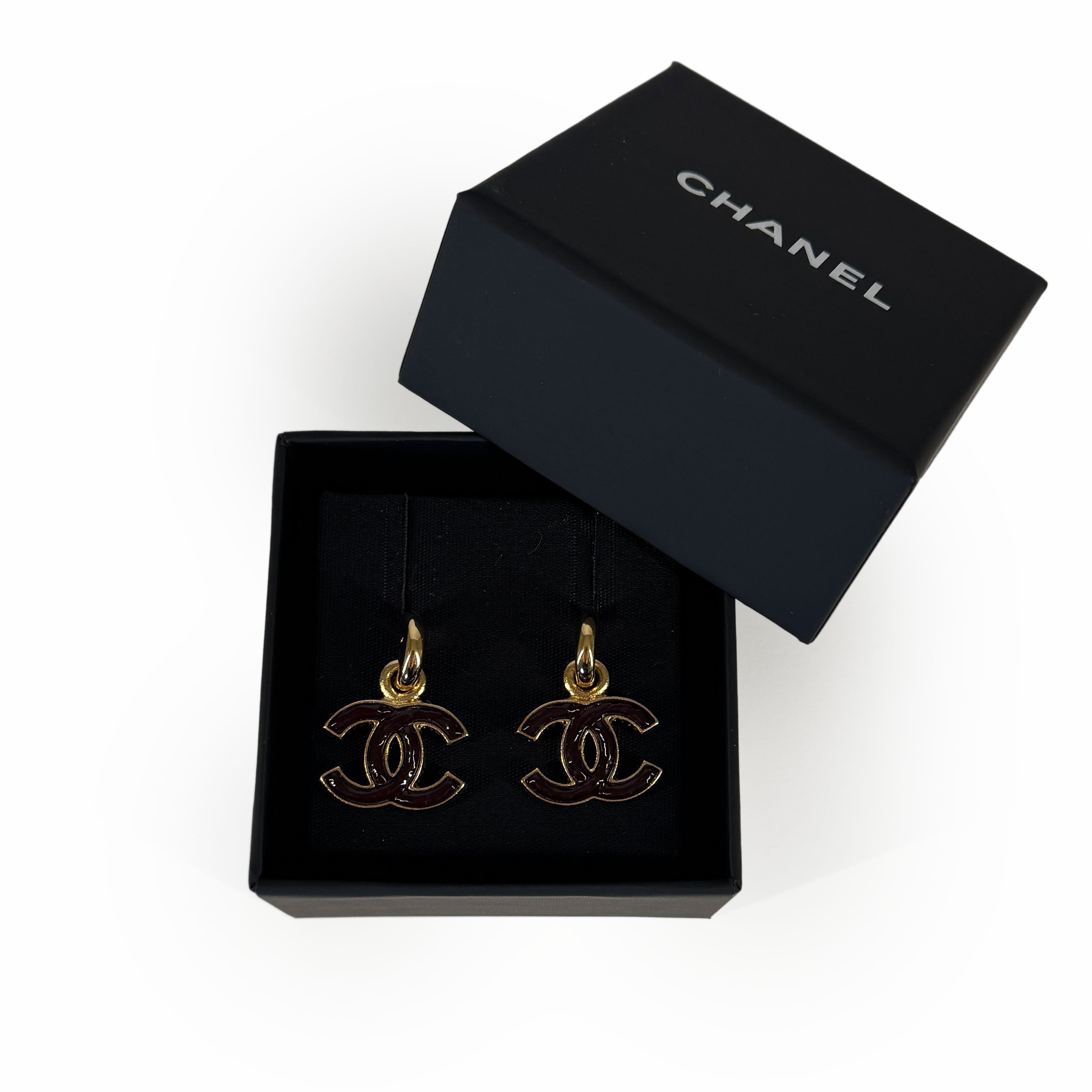 Chanel CC Chocolate Drop Earrings Gold