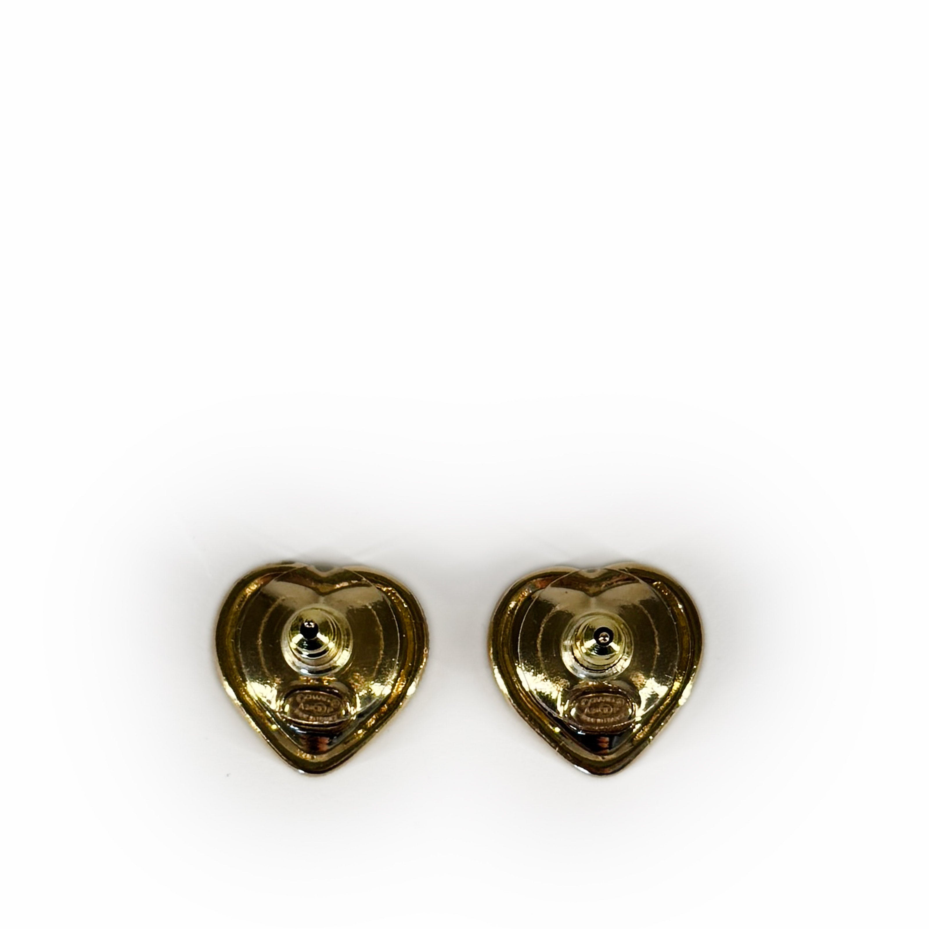 Chanel Gold Heart CC Earrings