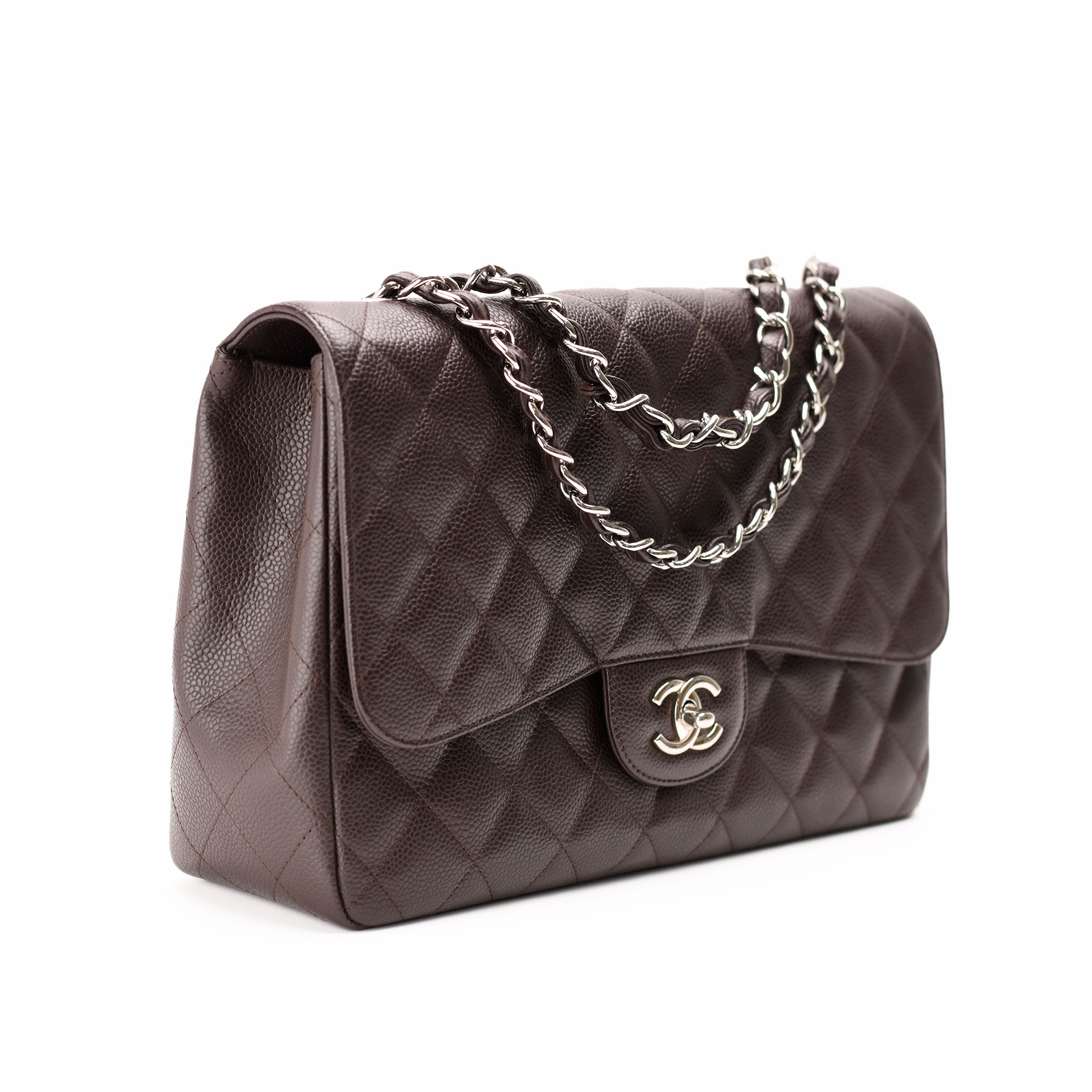Chanel Timeless Jumbo Brown Caviar SHW