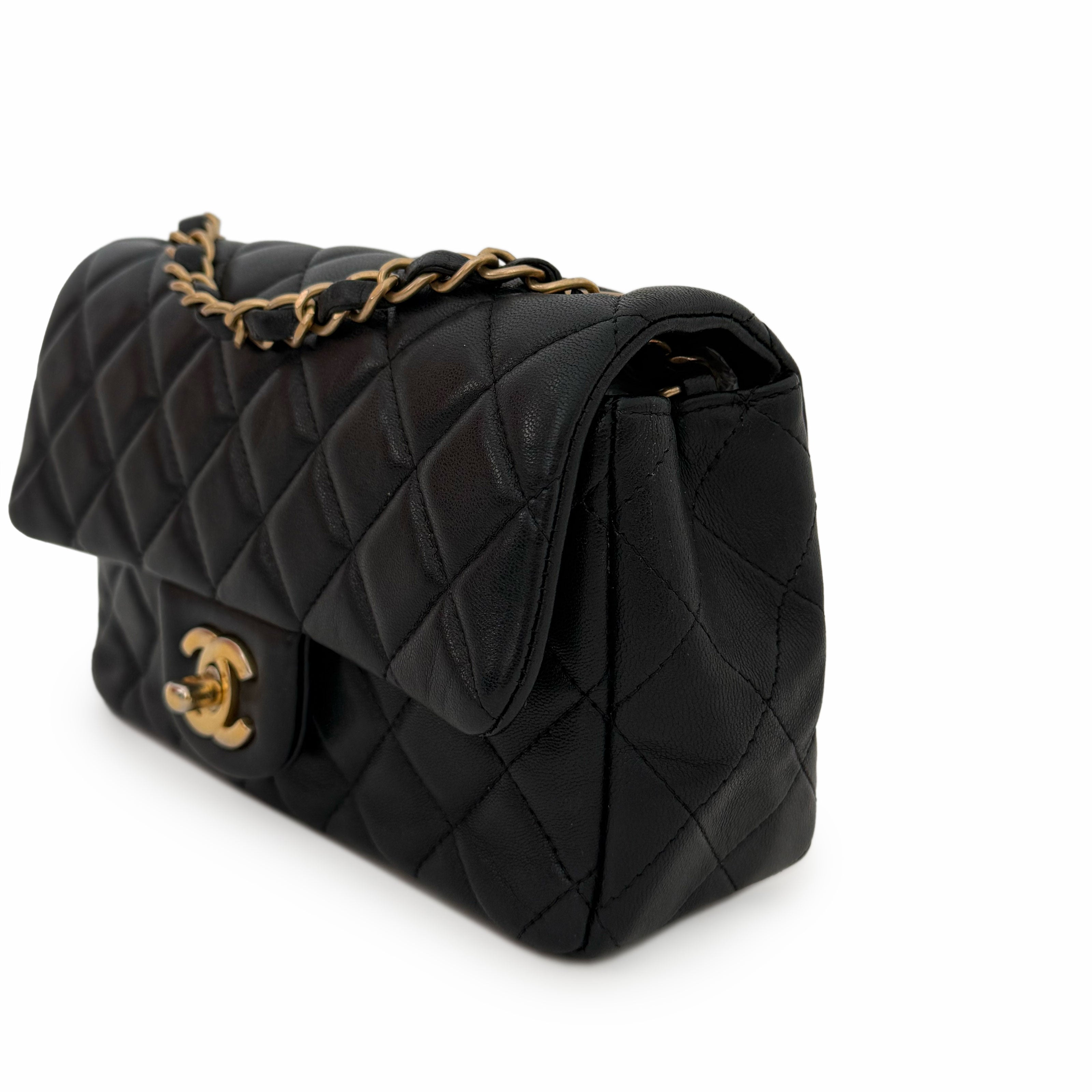 Chanel Mini Rectangular Classic Flap Bag Black Lambskin GBHW
