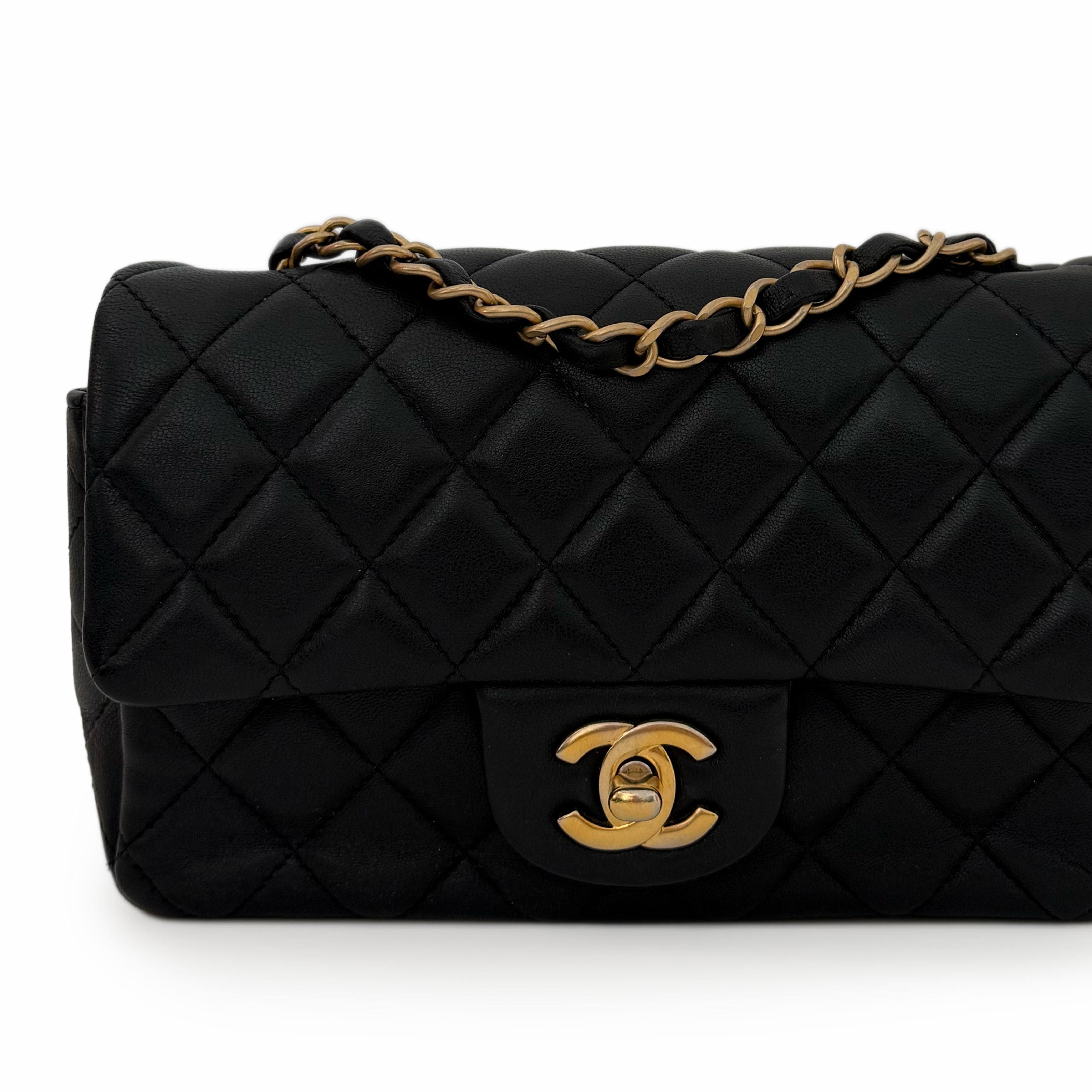 Chanel Mini Rectangular Classic Flap Bag Black Lambskin GBHW