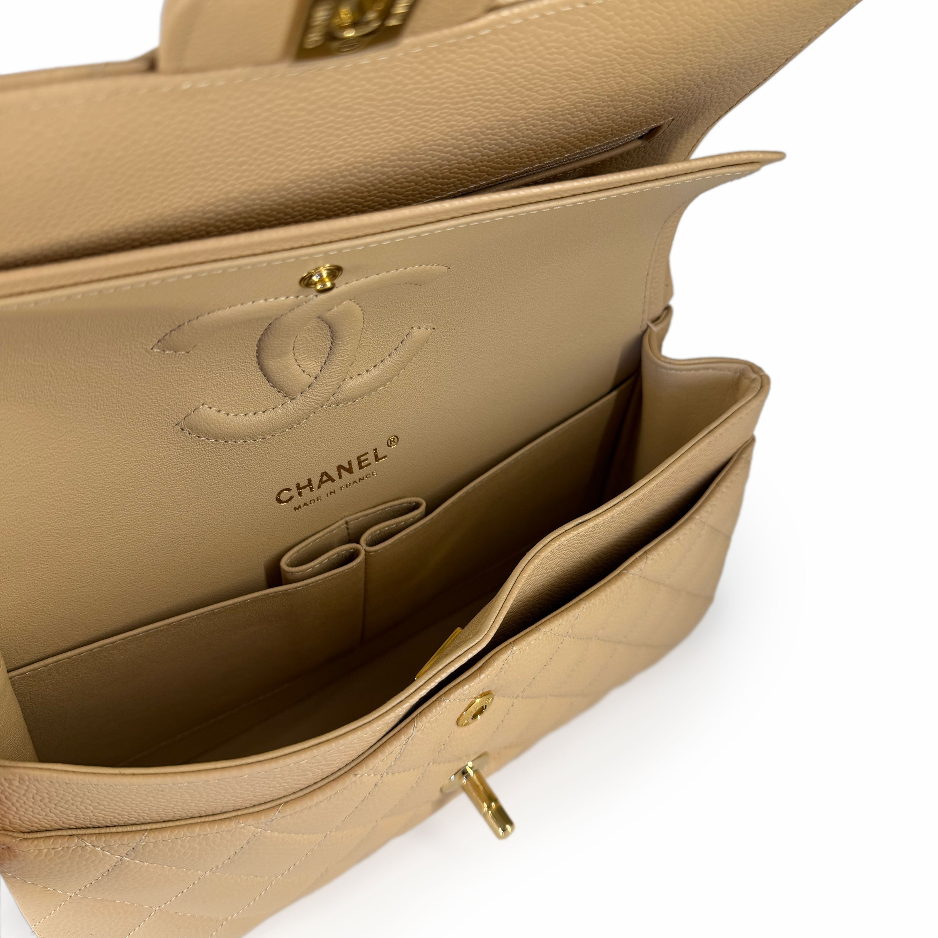 Chanel Timeless Medium Beige Caviar GHW