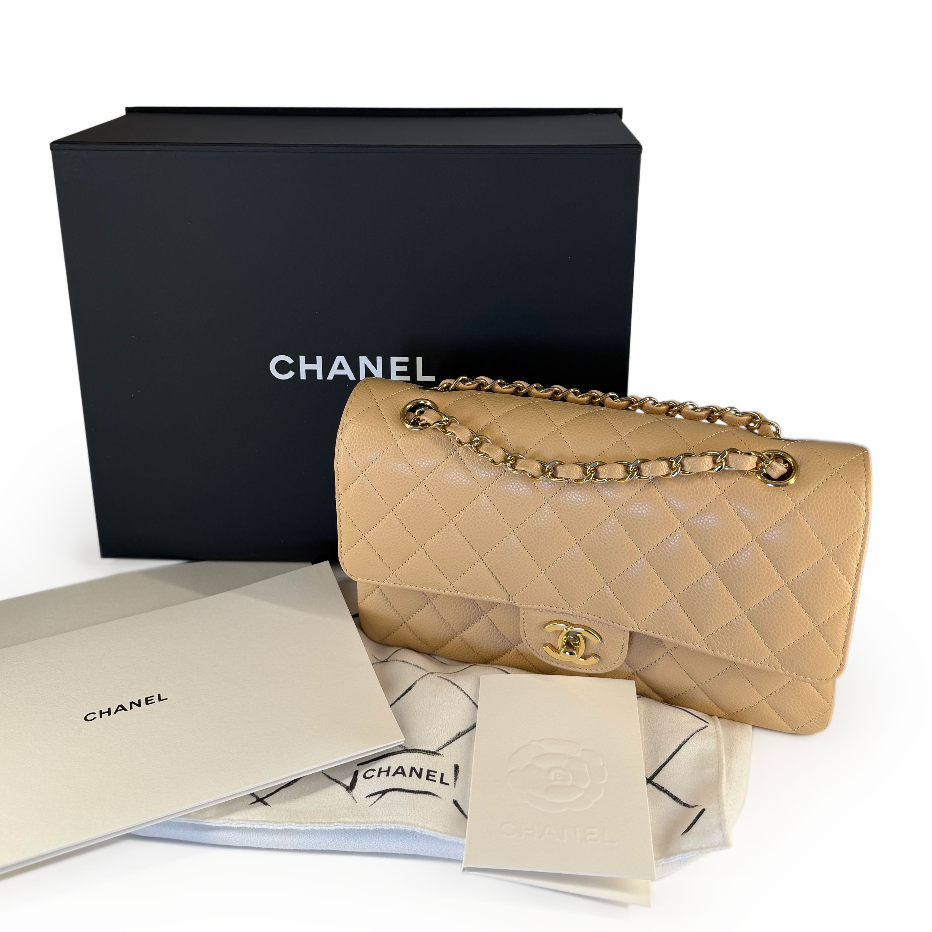 Chanel Timeless Medium Beige Caviar GHW