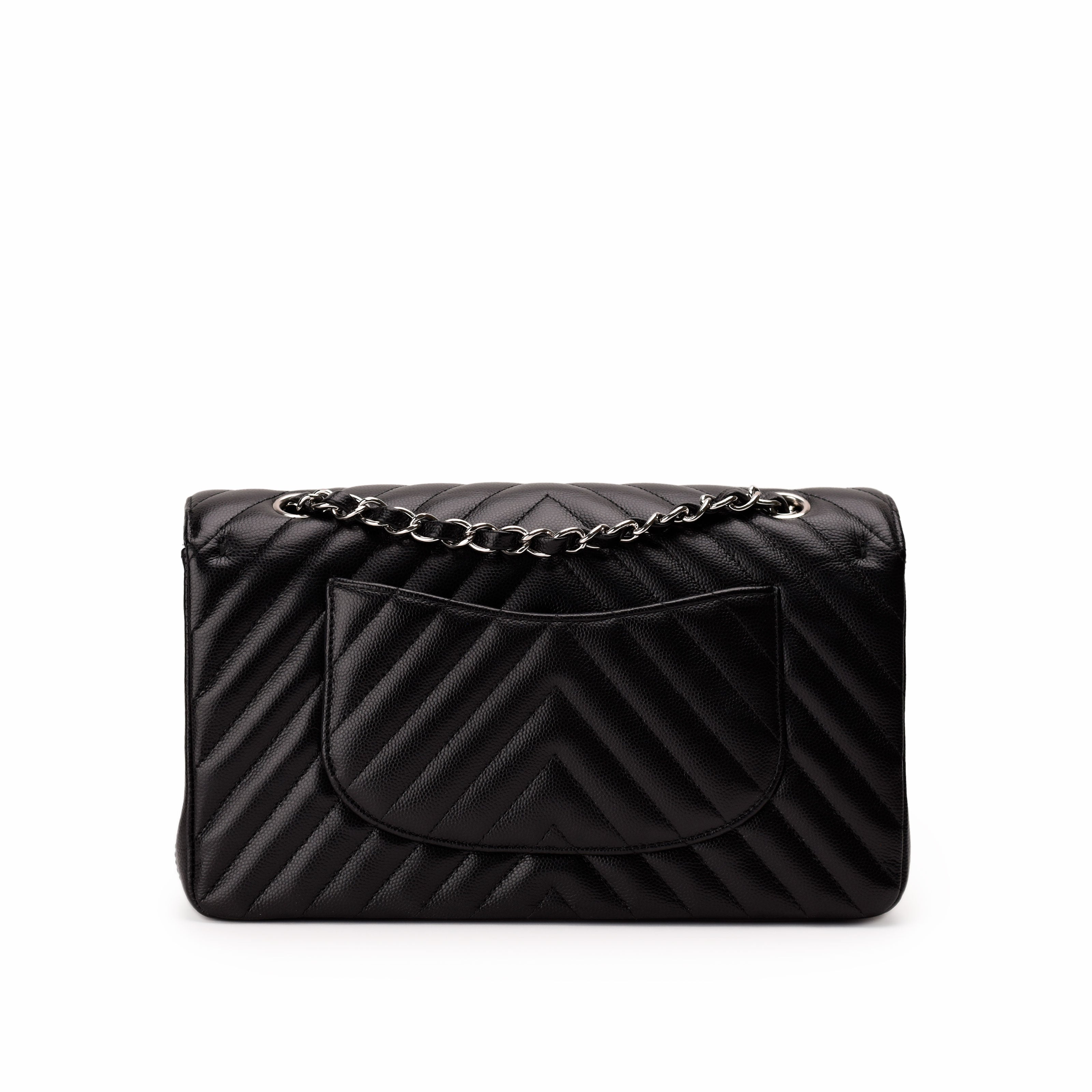 Chanel Timeless Medium Black Caviar Chevron SHW