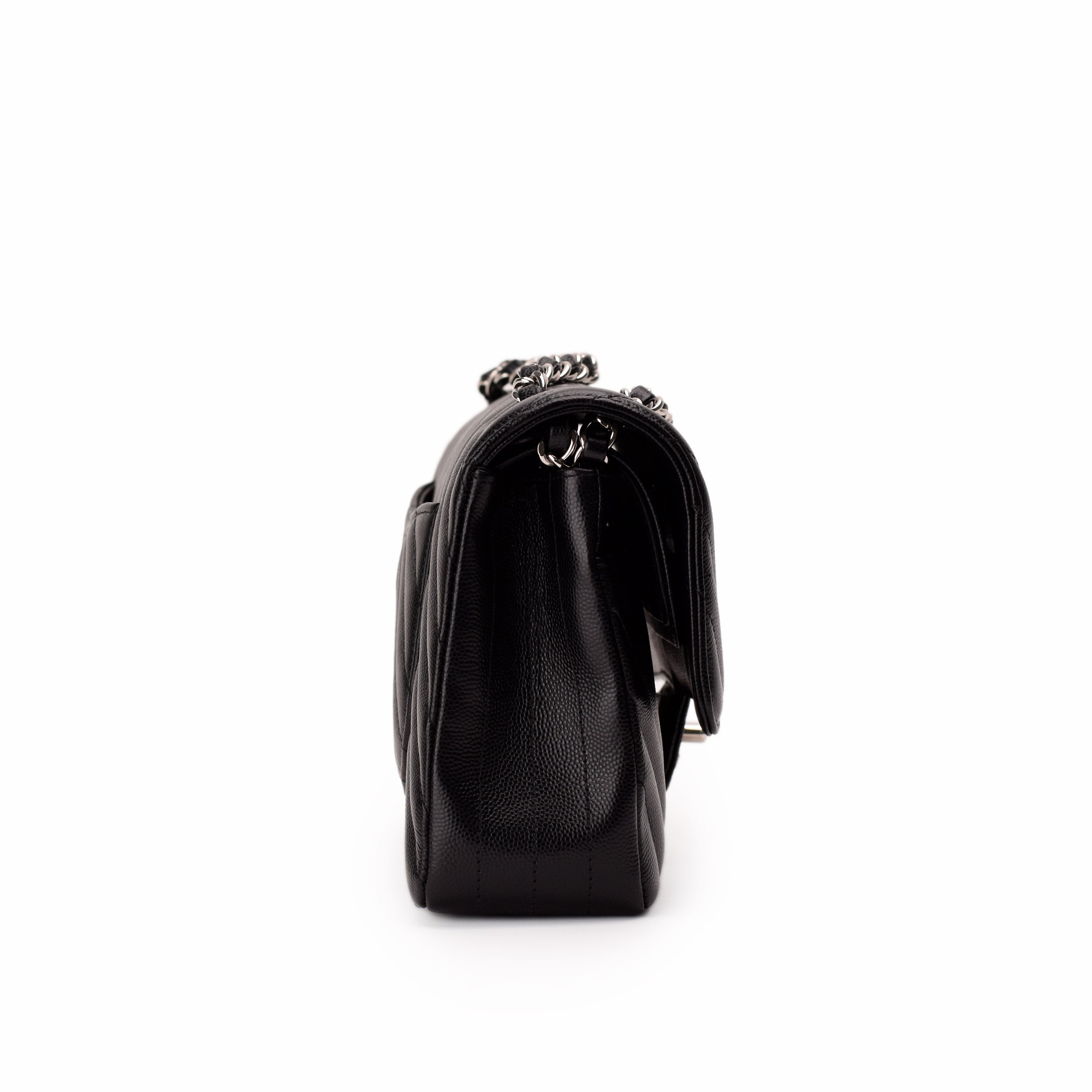 Chanel Timeless Medium Black Caviar Chevron SHW