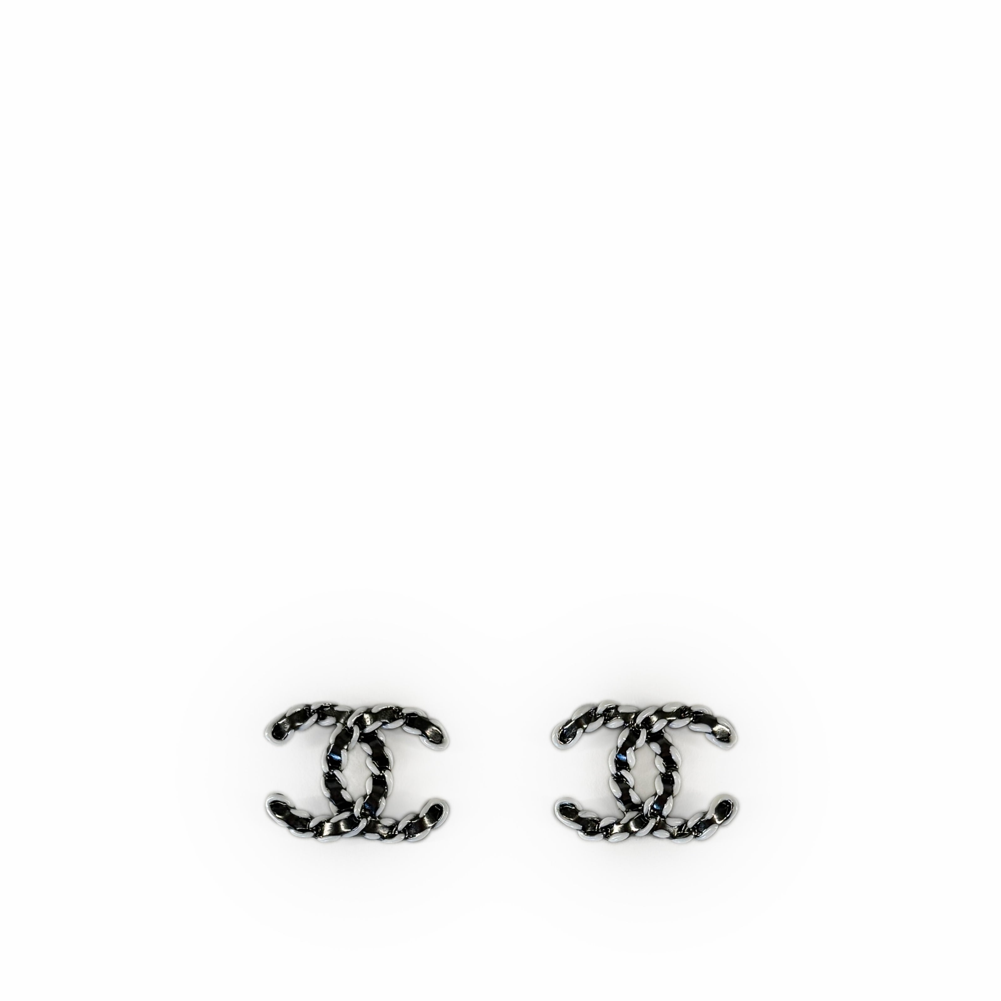 Chanel CC White Metal Gun Earrings