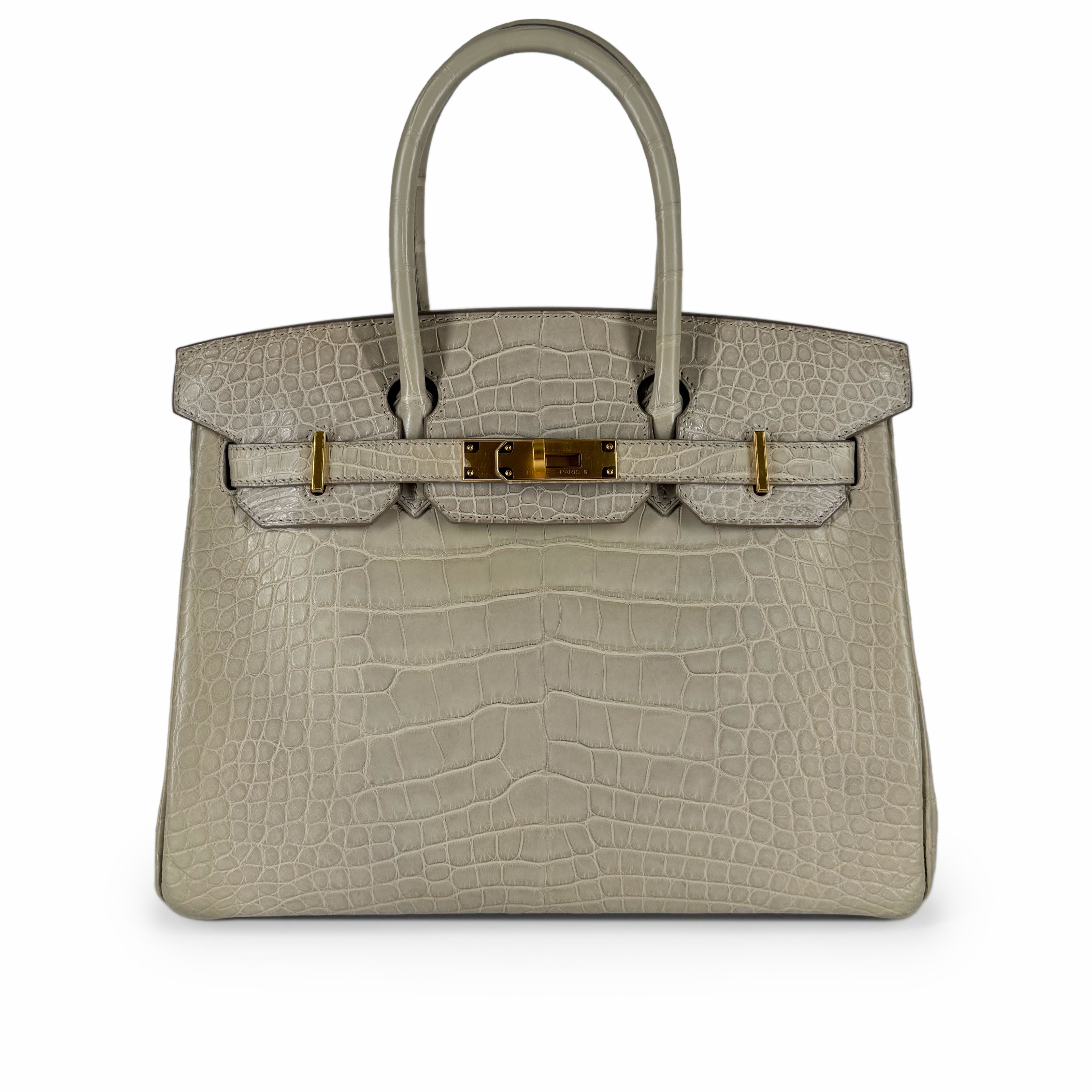 Hermès Birkin 30 Beton Matte Alligator with Gold Hardware