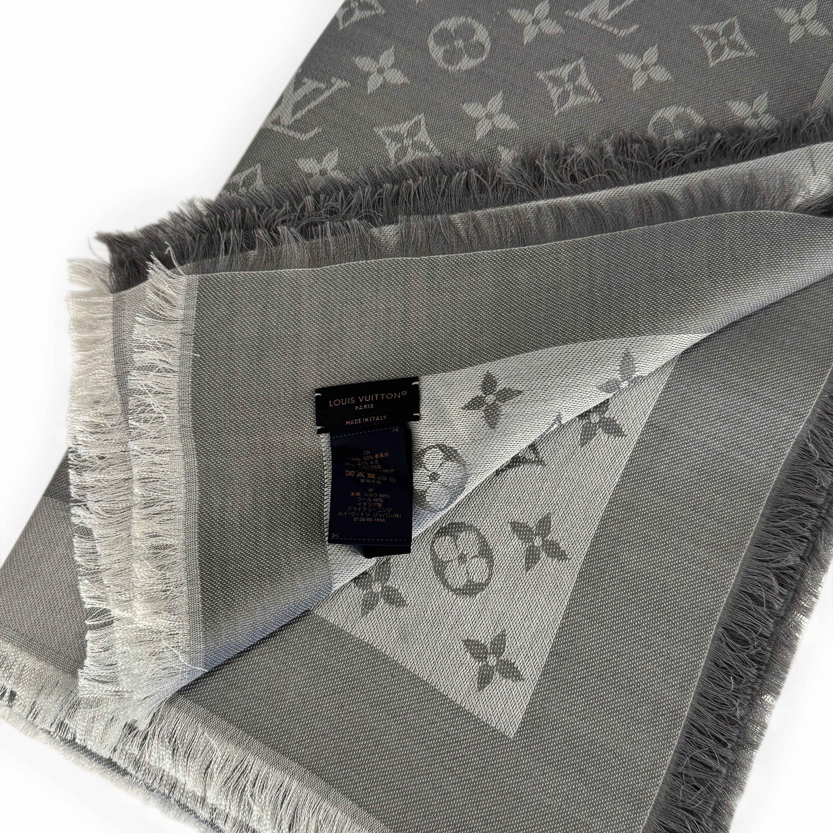 Louis Vuitton Monogram Denim Shawl Pearl Gray