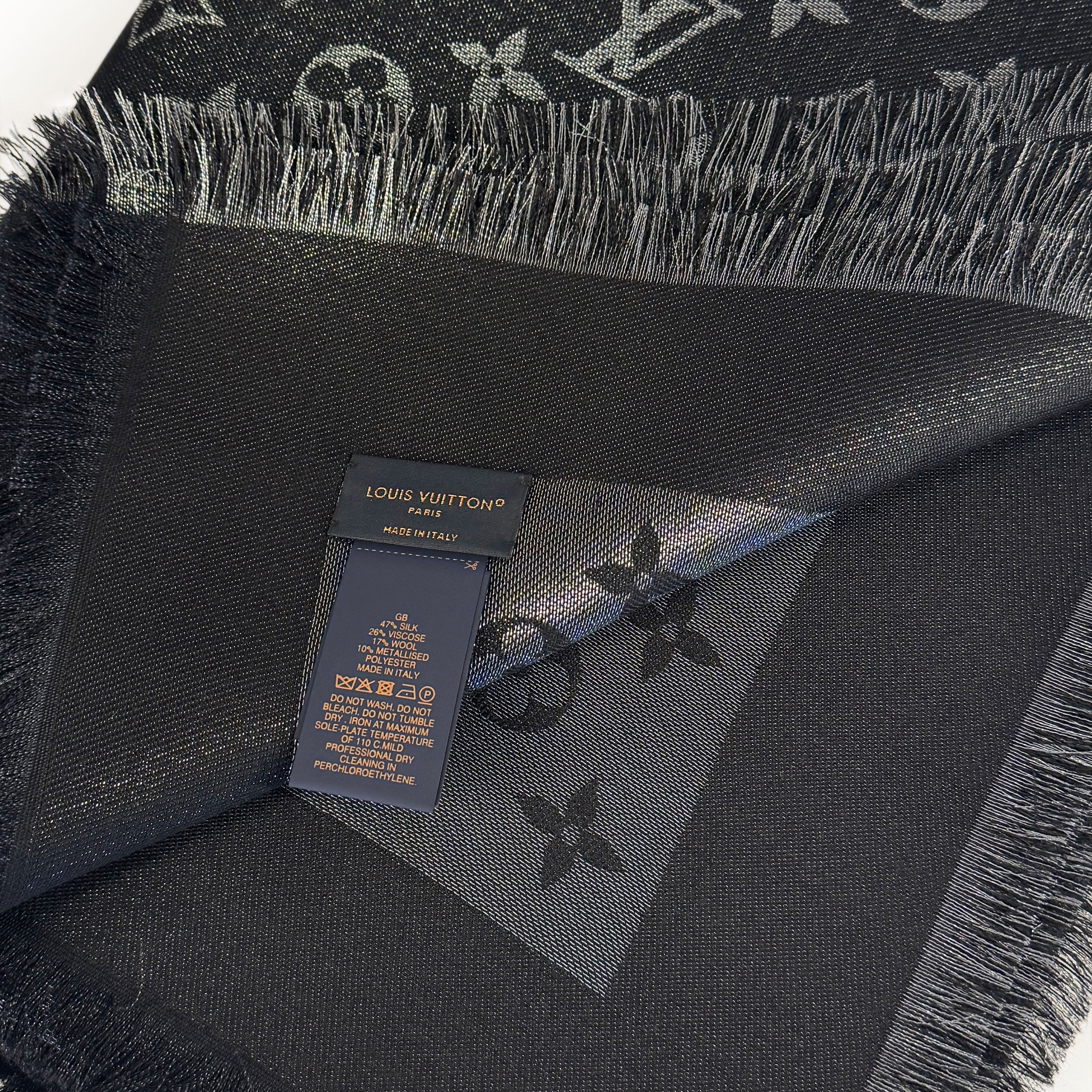 Louis Vuitton Monogram Shine Shawl Black