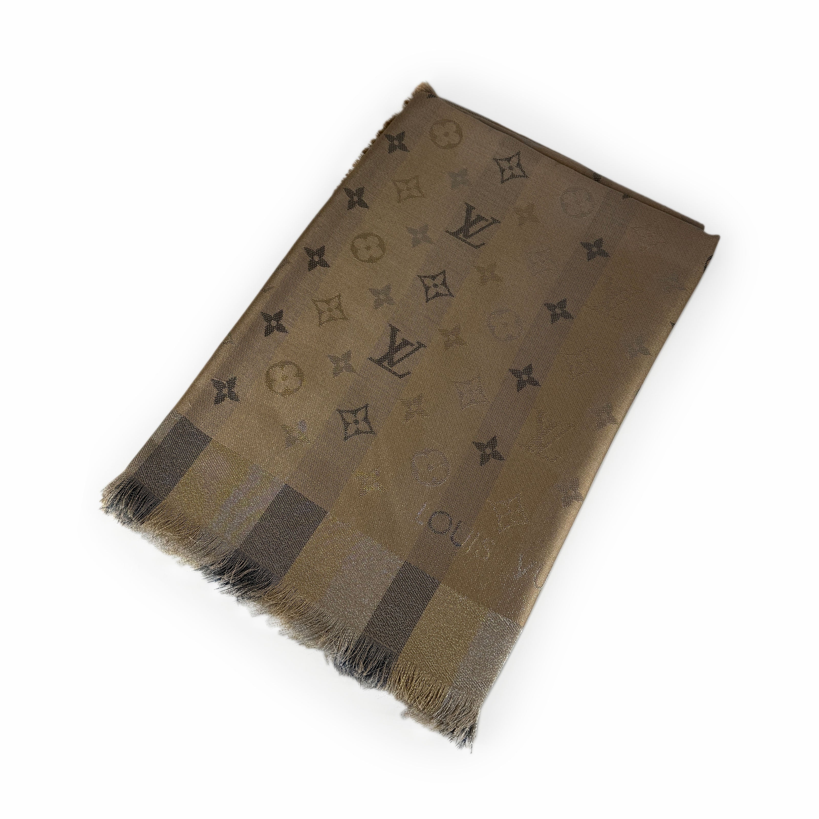 Louis Vuitton So Shine Monogram Shawl Beige