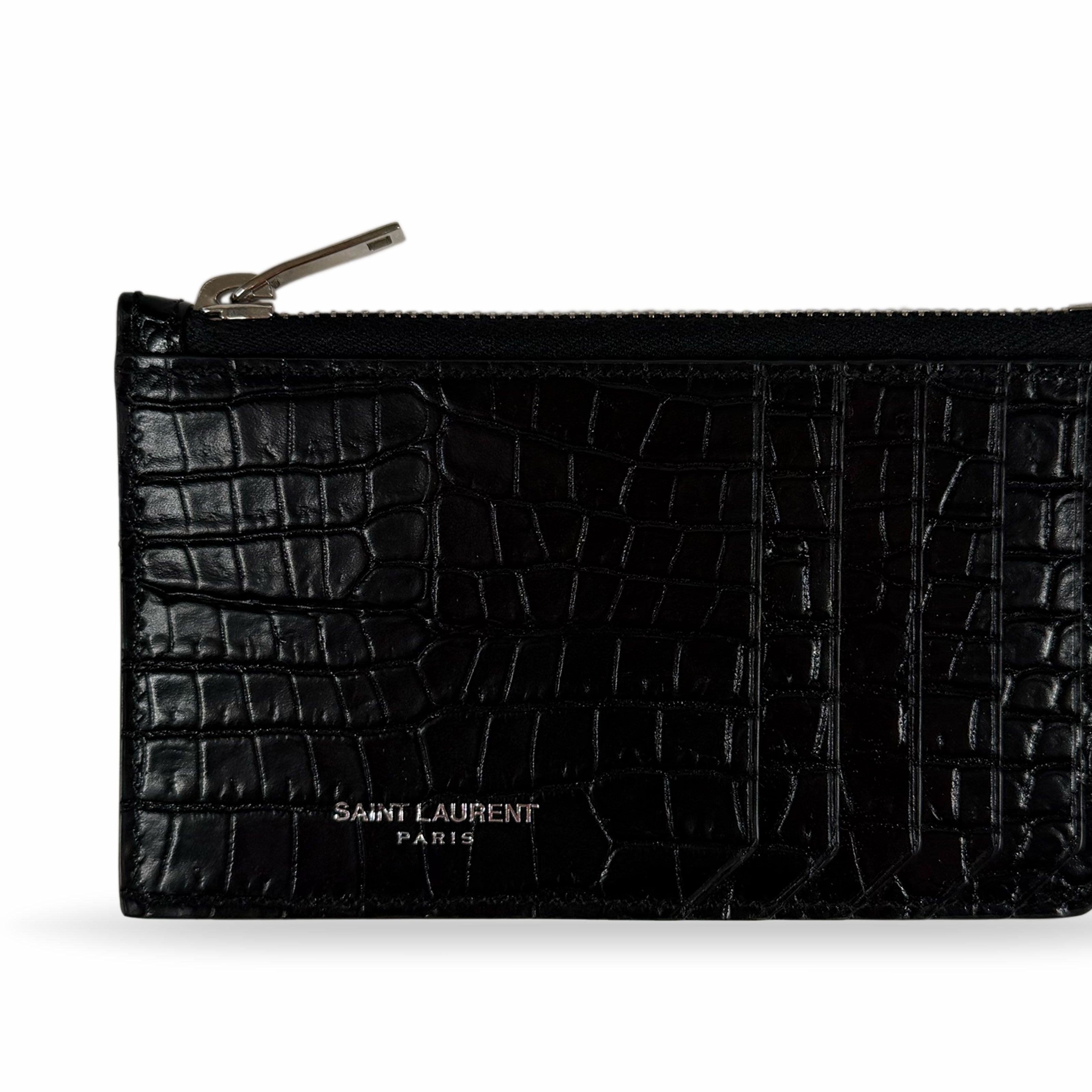 Saint Laurent Paris Zipped Card Case Black