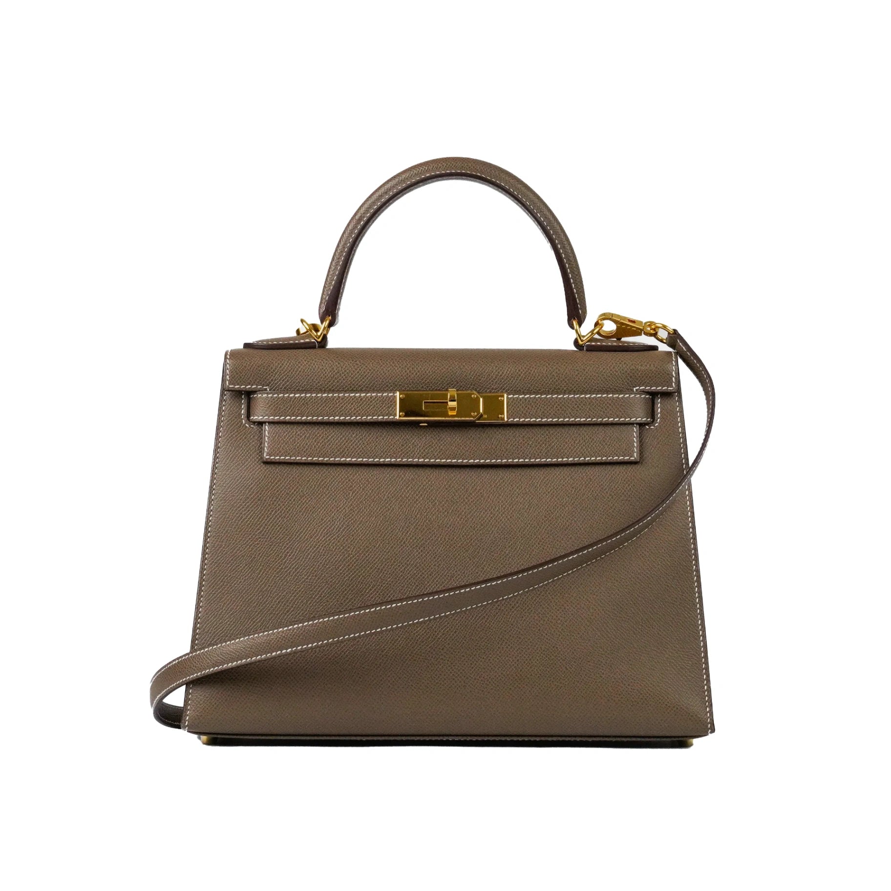 Hermès Kelly Sellier 25 Etoupe GHW