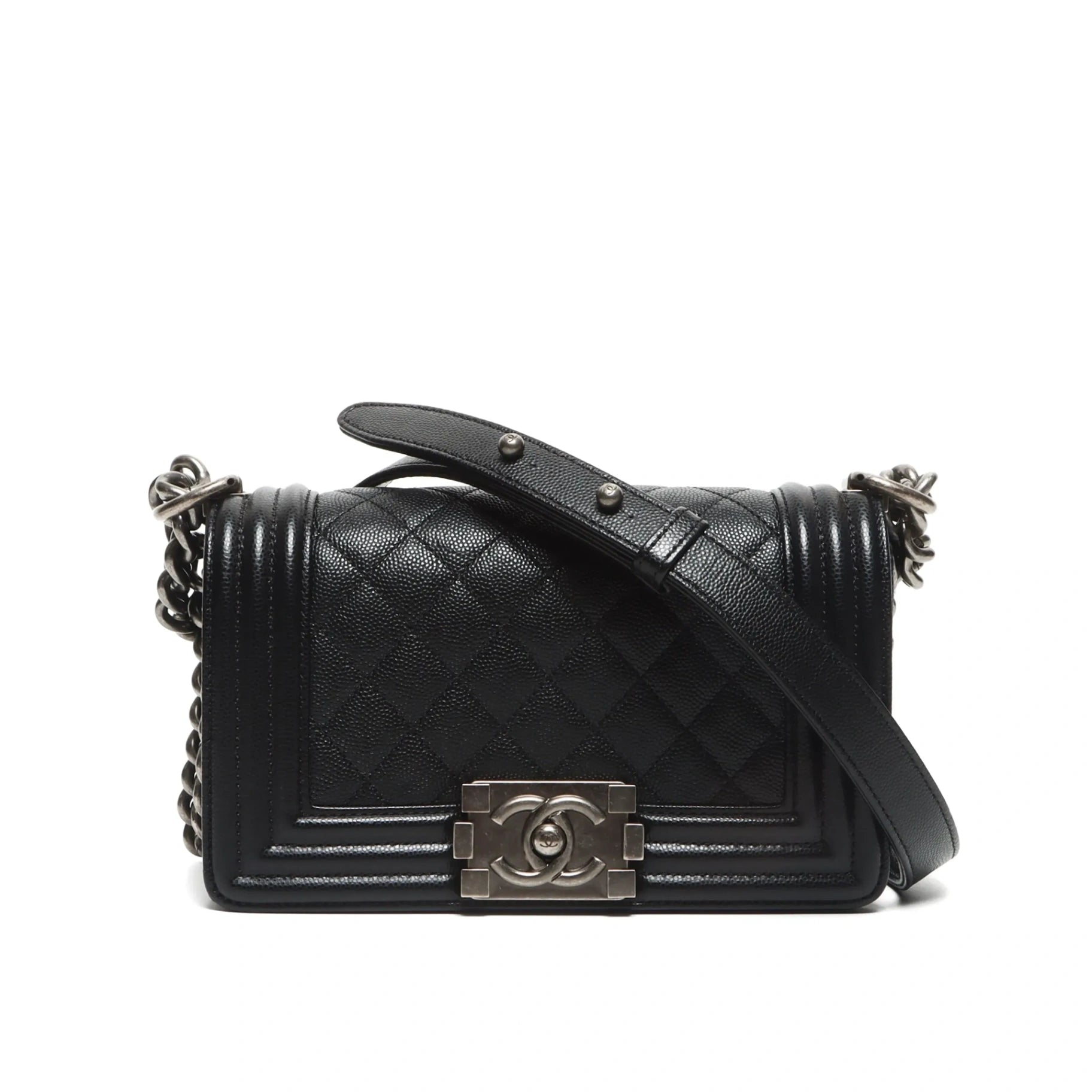 Chanel Small Boy Black Caviar Leather