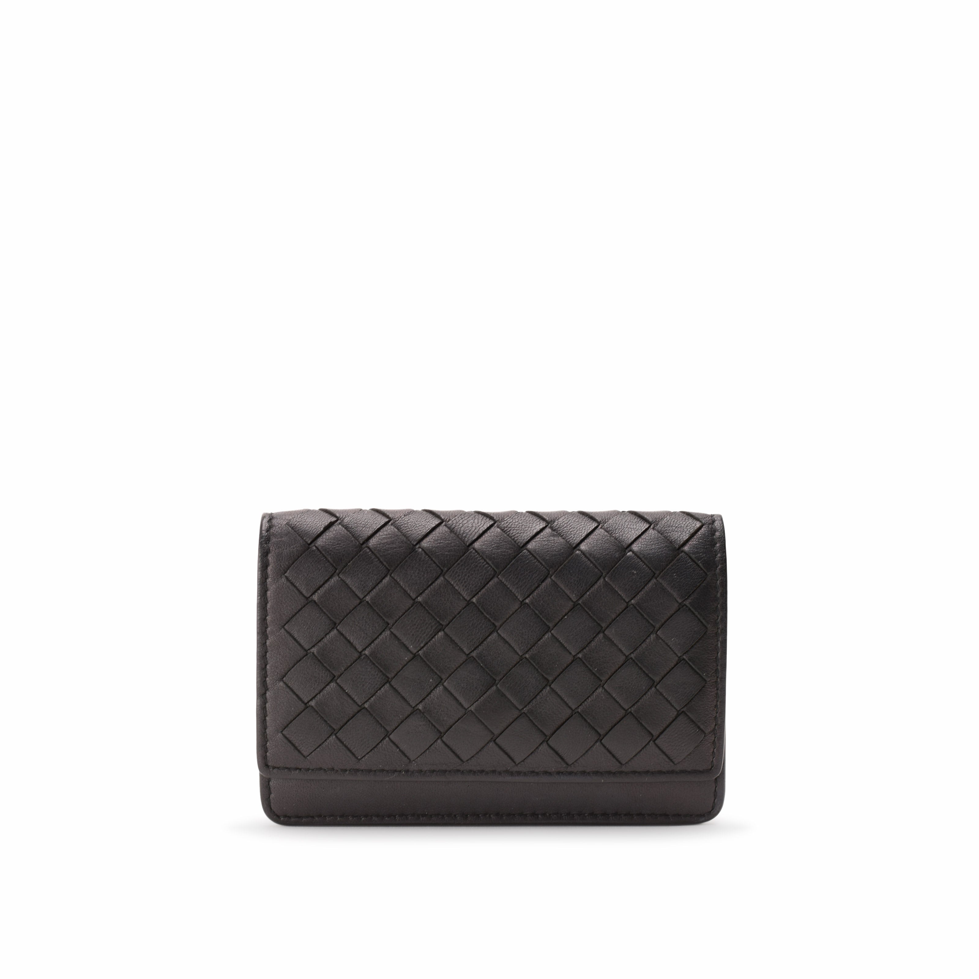 Bottega Veneta Intrecciato Piccolo Black Business Card Case