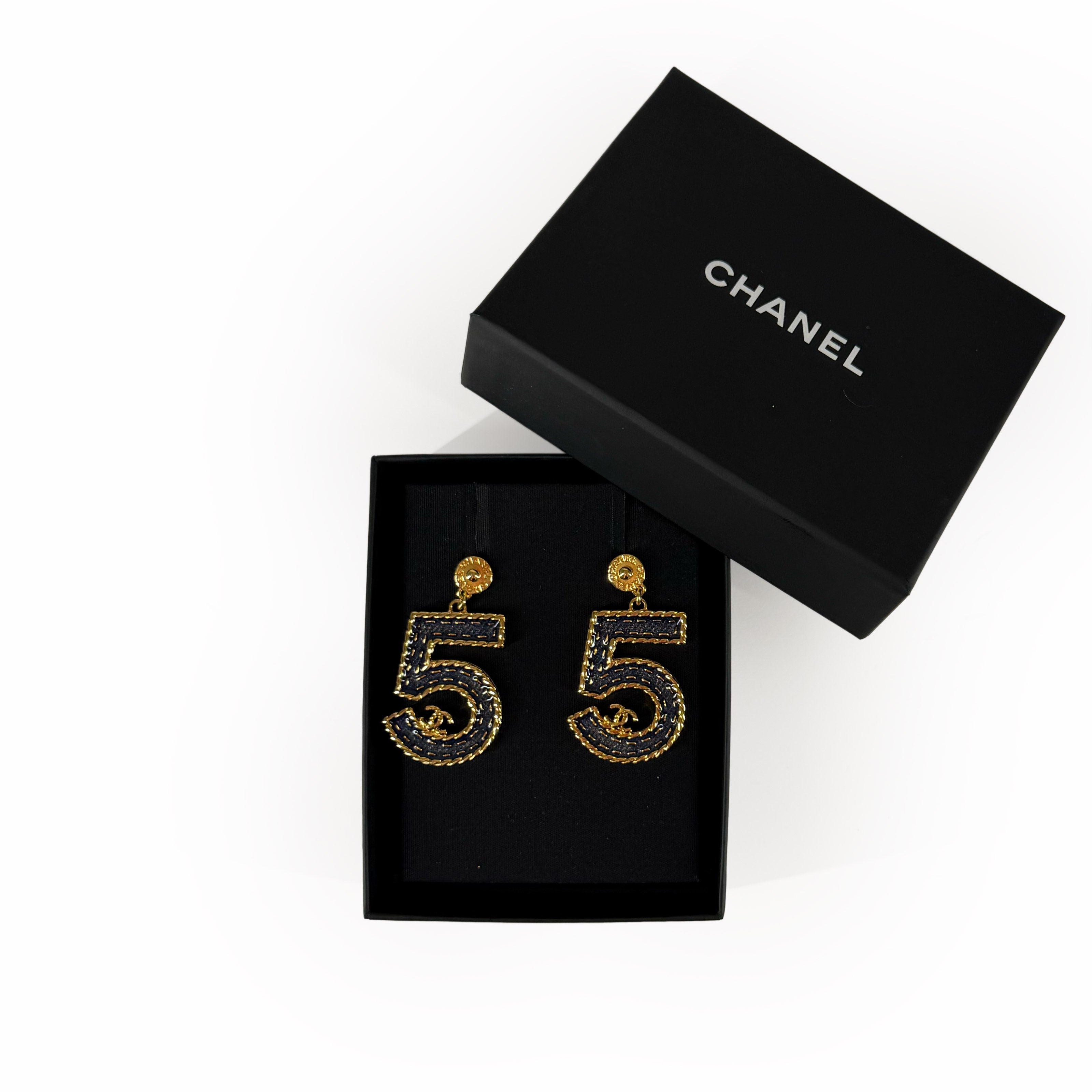 Chanel Gold Denim 5 Earrings