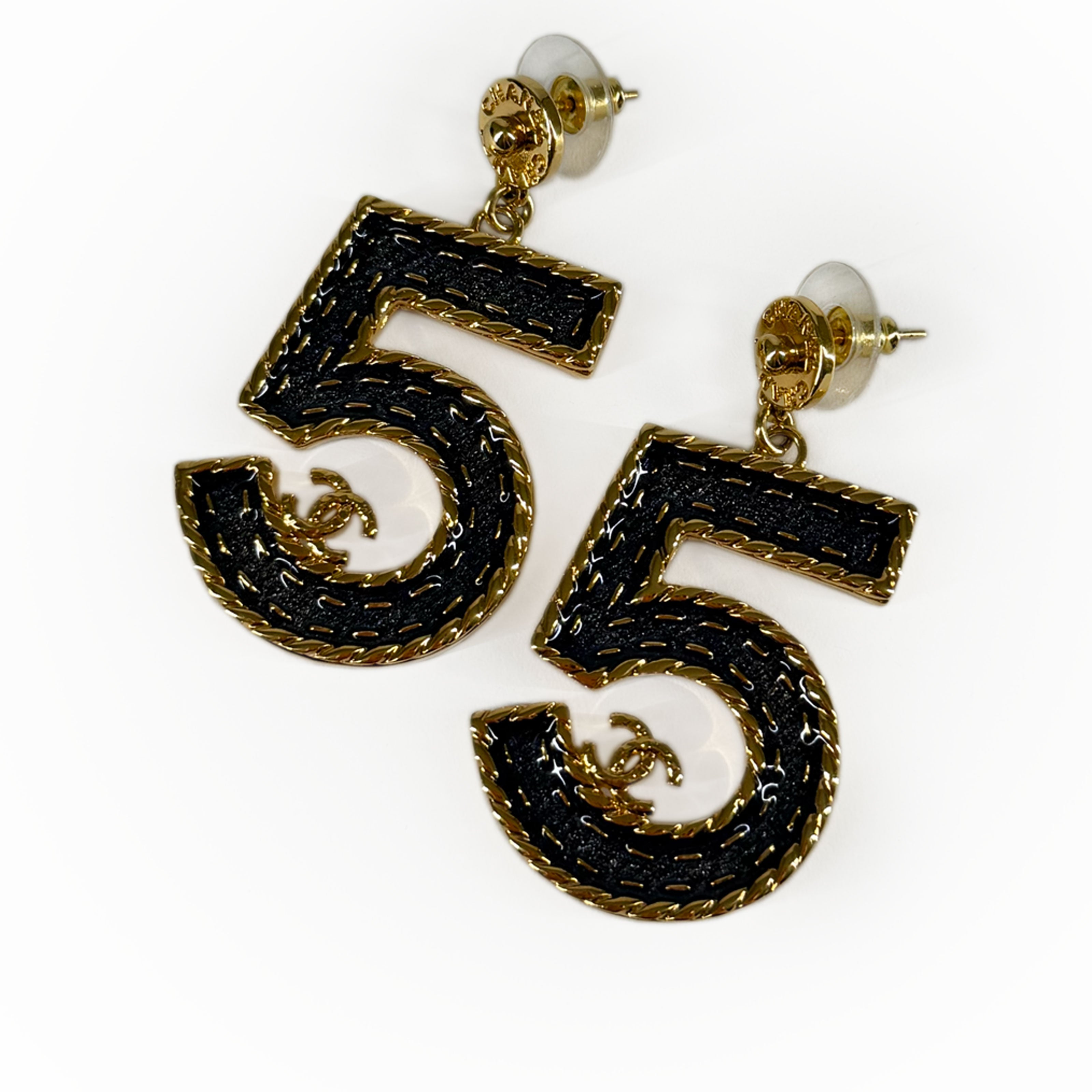 Chanel Gold Denim 5 Earrings