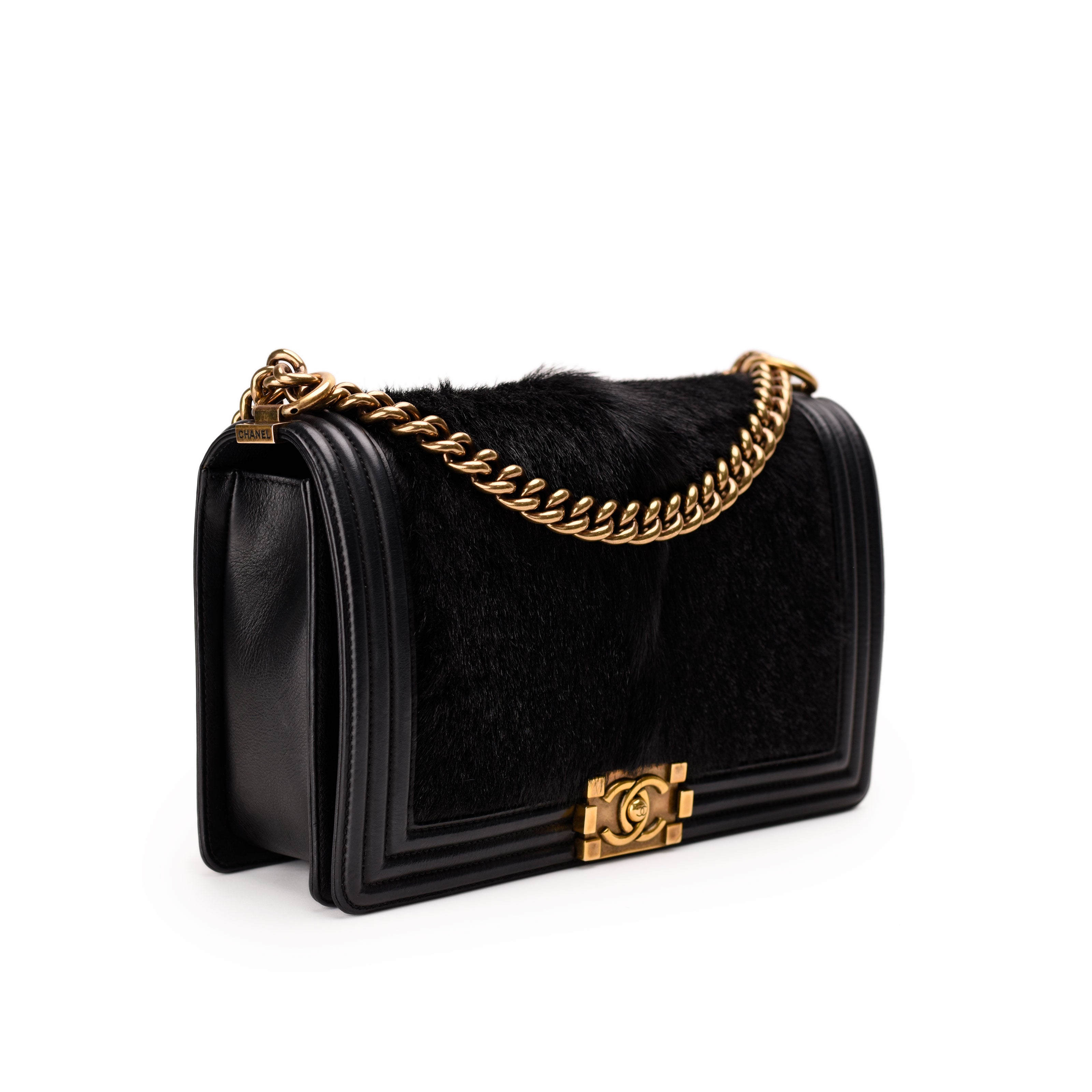 Chanel Boy New Medium Black Goathair Lambskin Paris-Salzburg AGHW