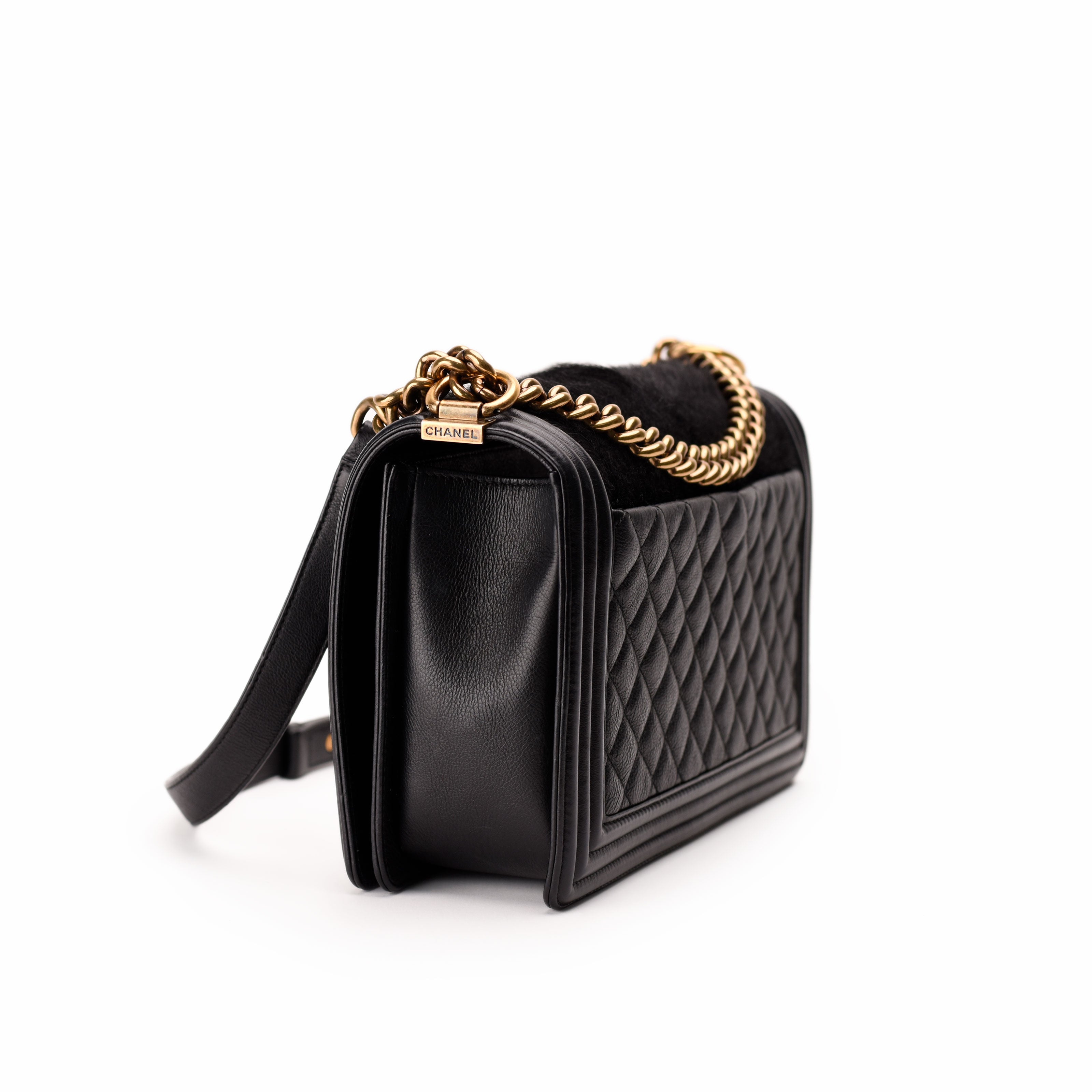 Chanel Boy New Medium Black Goathair Lambskin Paris-Salzburg AGHW