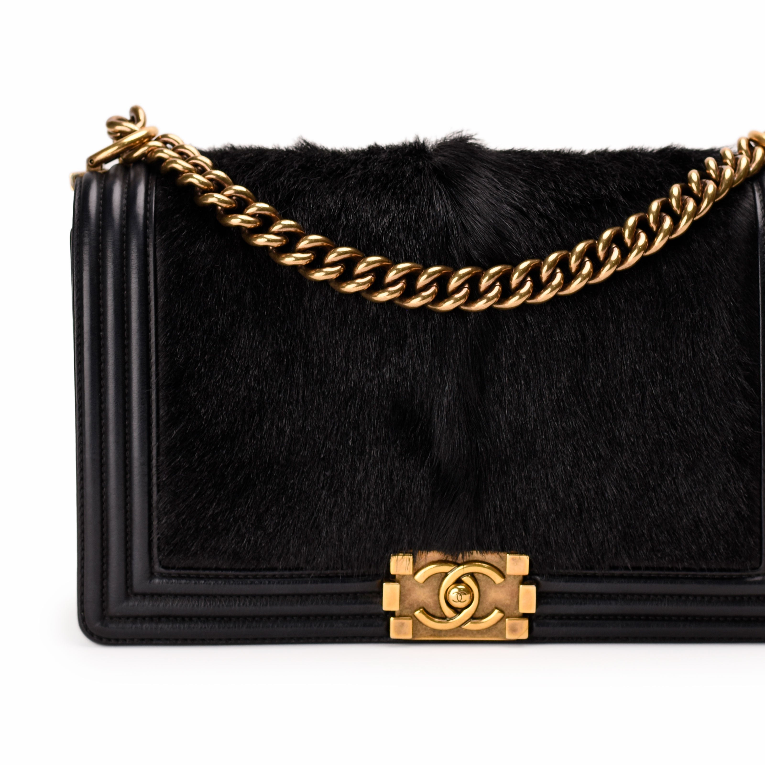 Chanel Boy New Medium Black Goathair Lambskin Paris-Salzburg AGHW
