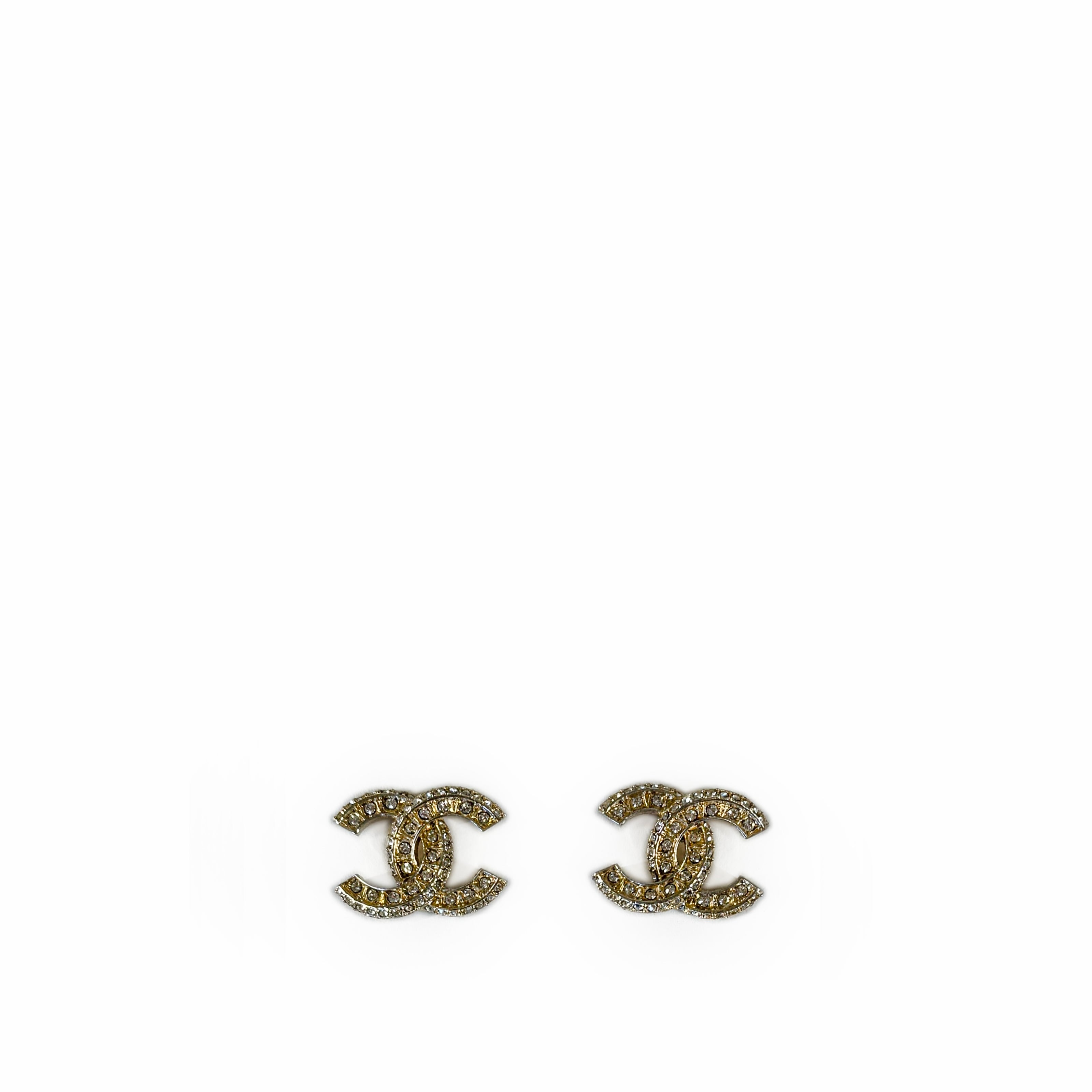 Chanel CC Gold Crystal Earrings