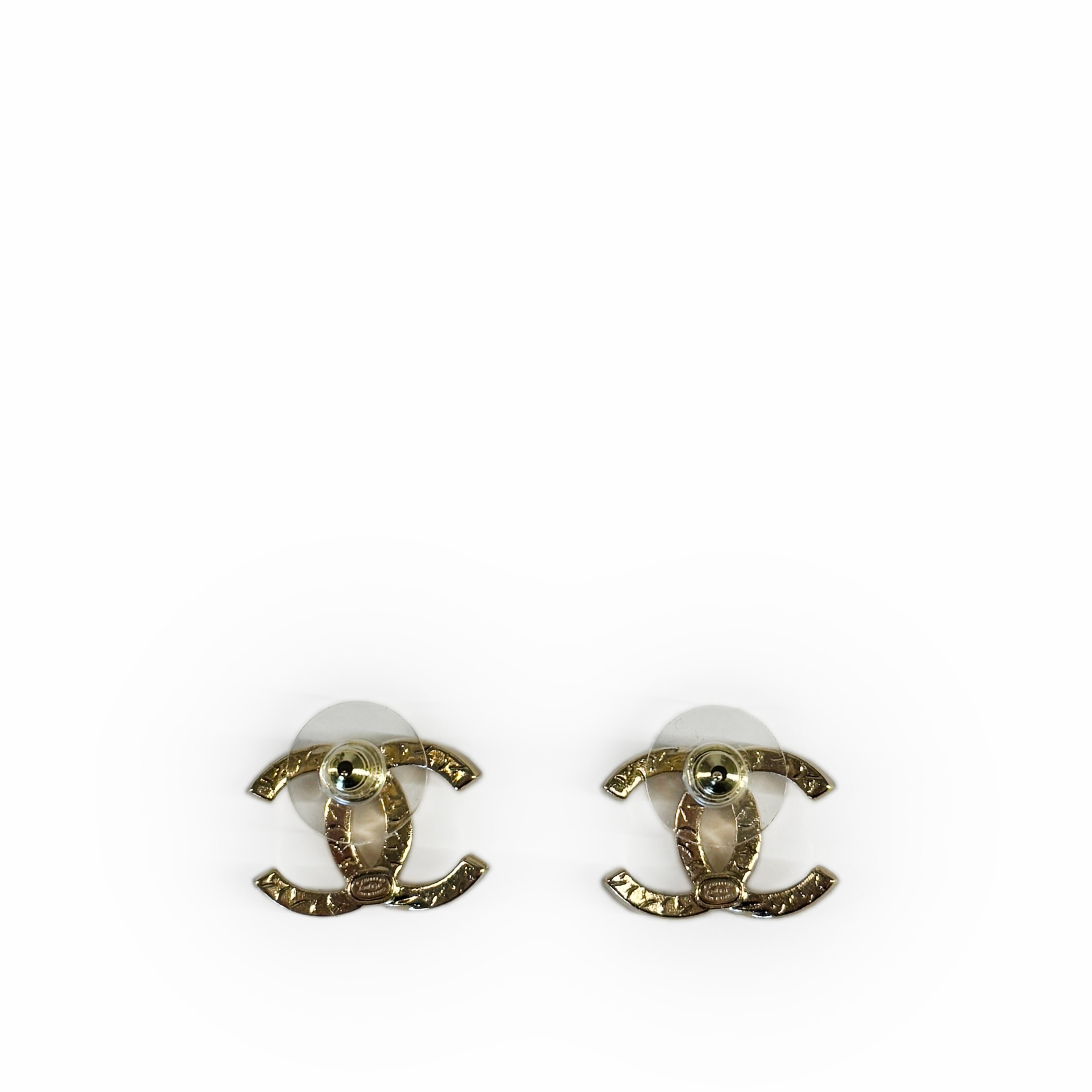 Chanel CC Twist Gold Earrings with Crystals