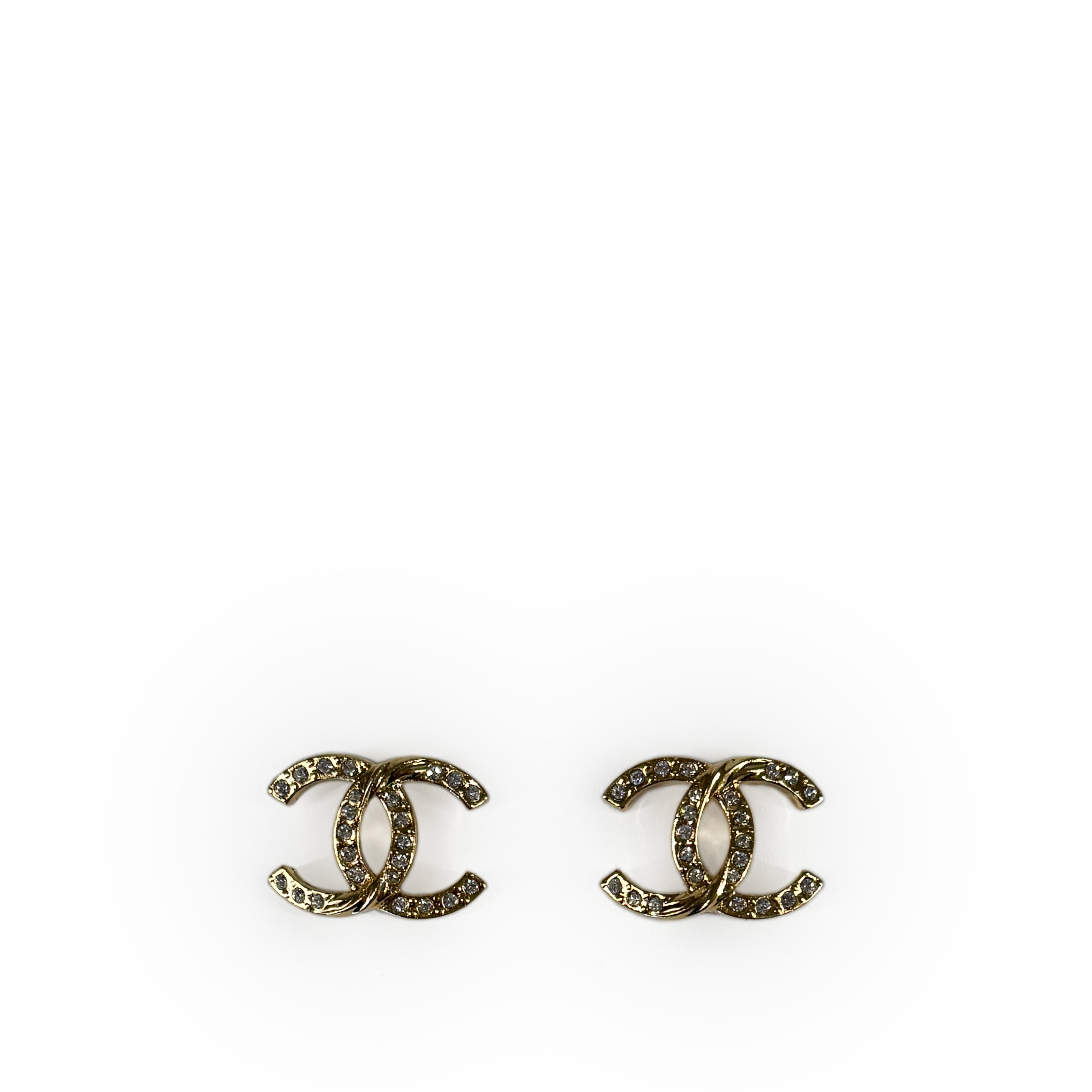 Chanel CC Twist Gold Earrings with Crystals