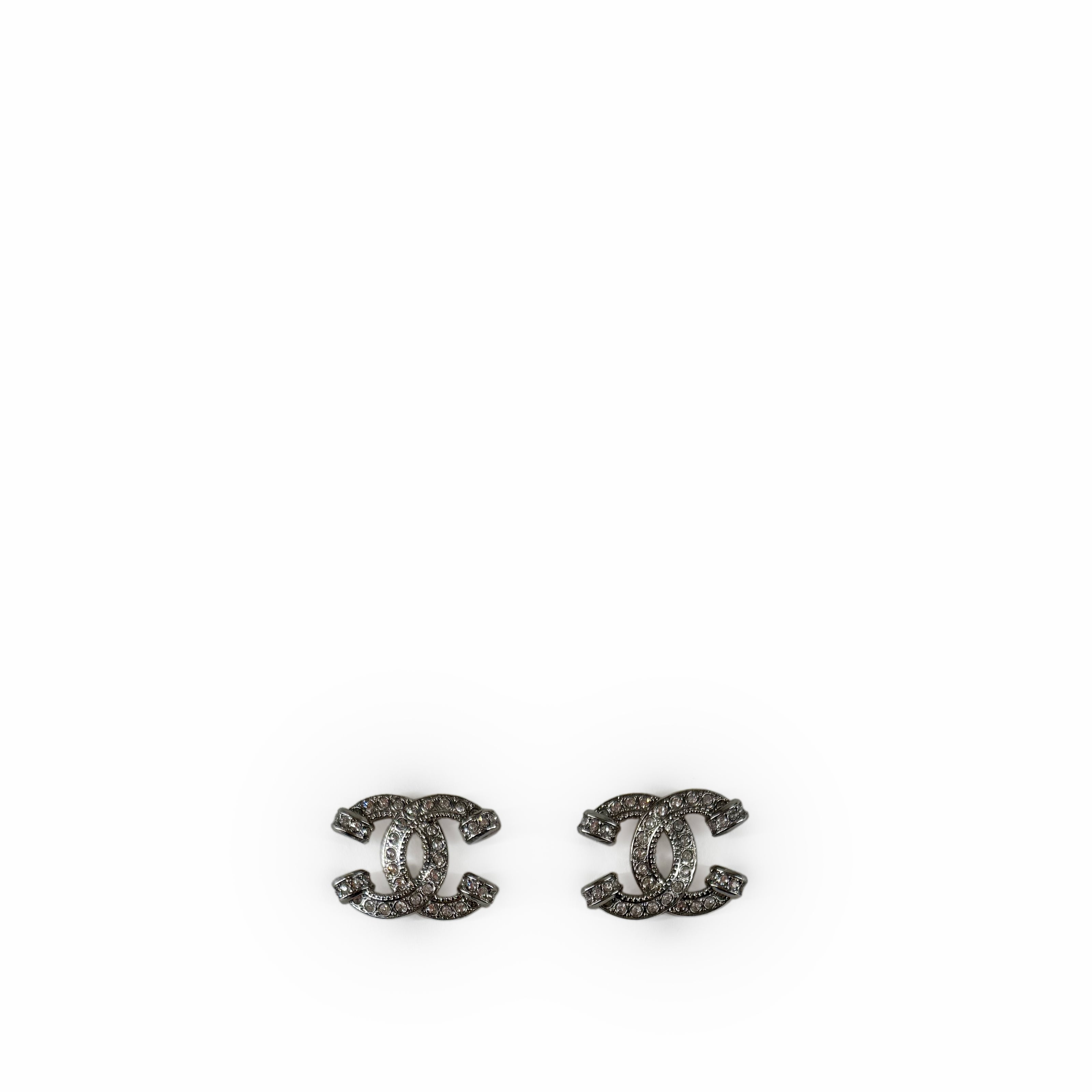Chanel CC Silver Crystal Earrings
