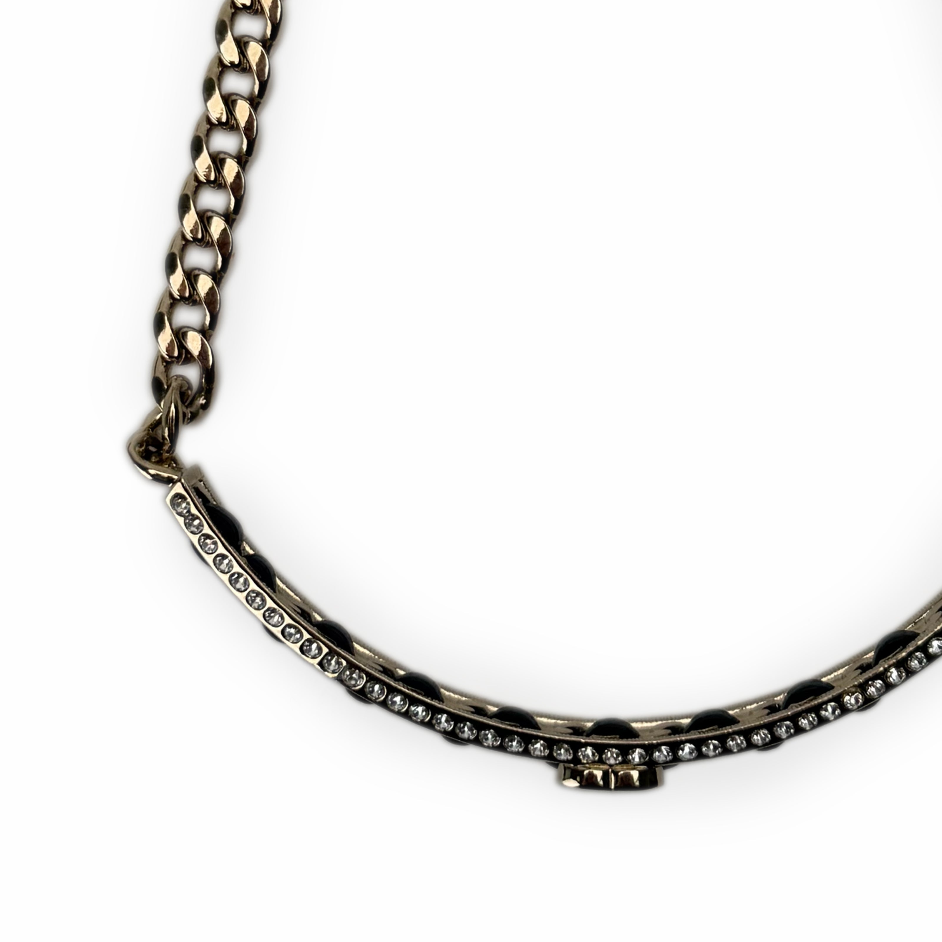 Chanel Leather-Interwoven CC Choker Necklace CHW