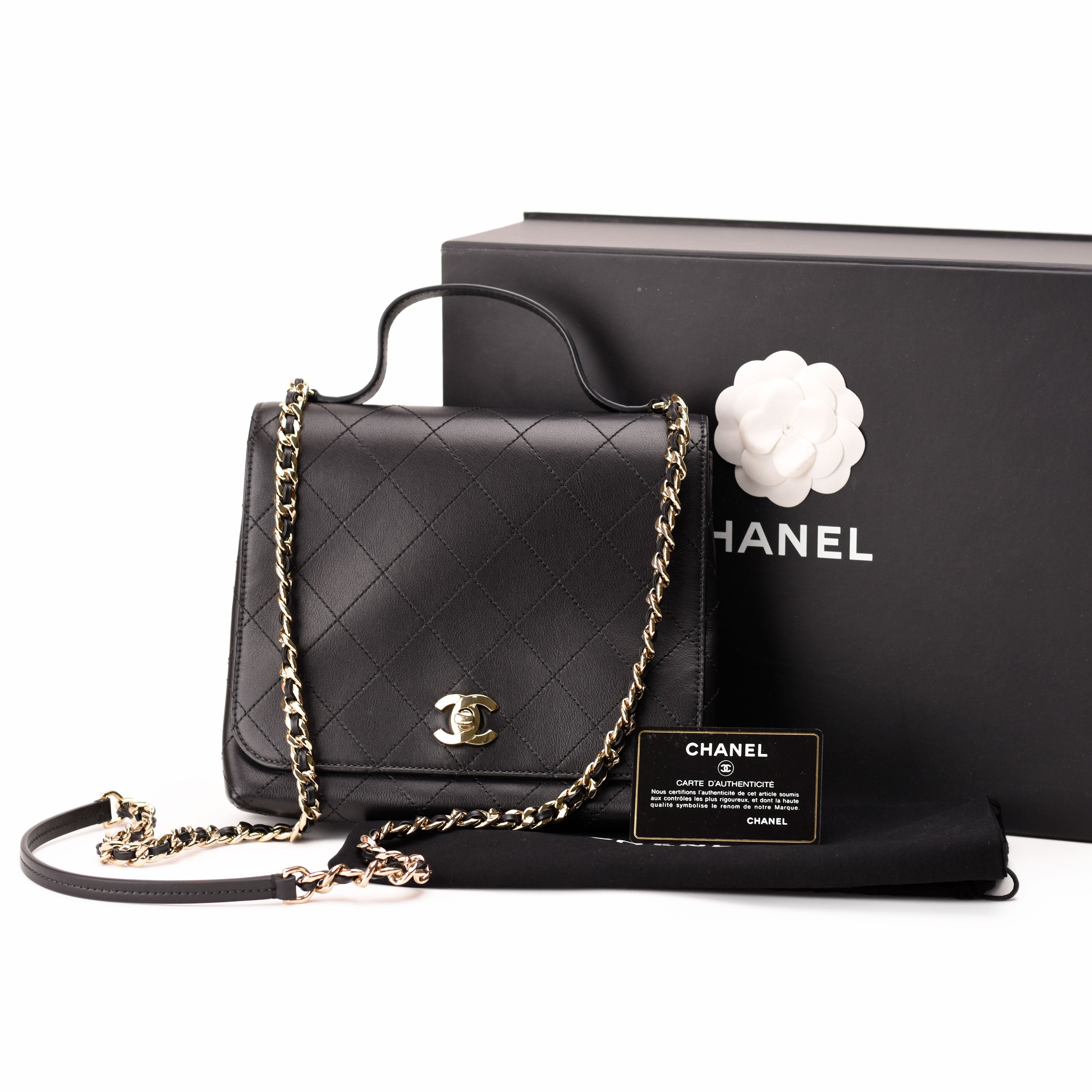 Chanel Black Calfskin Double Pocket Bag CHW
