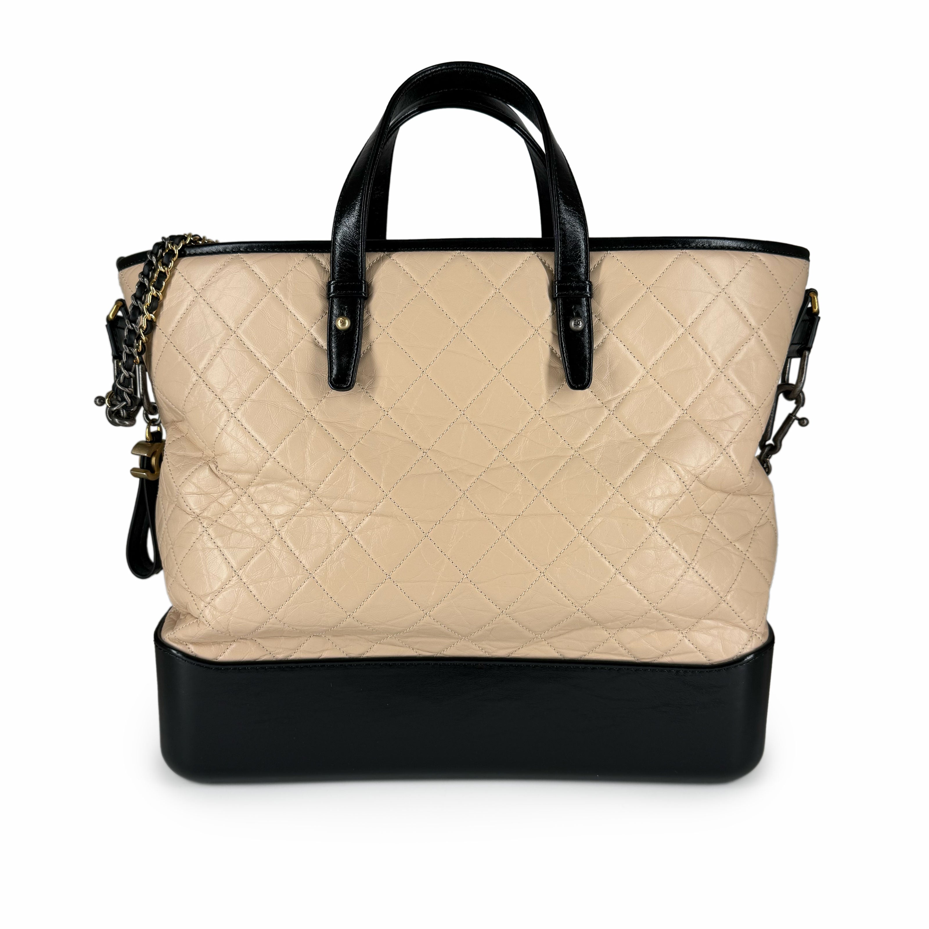 Chanel Quilted Large Gabrielle Hobo Bag Beige