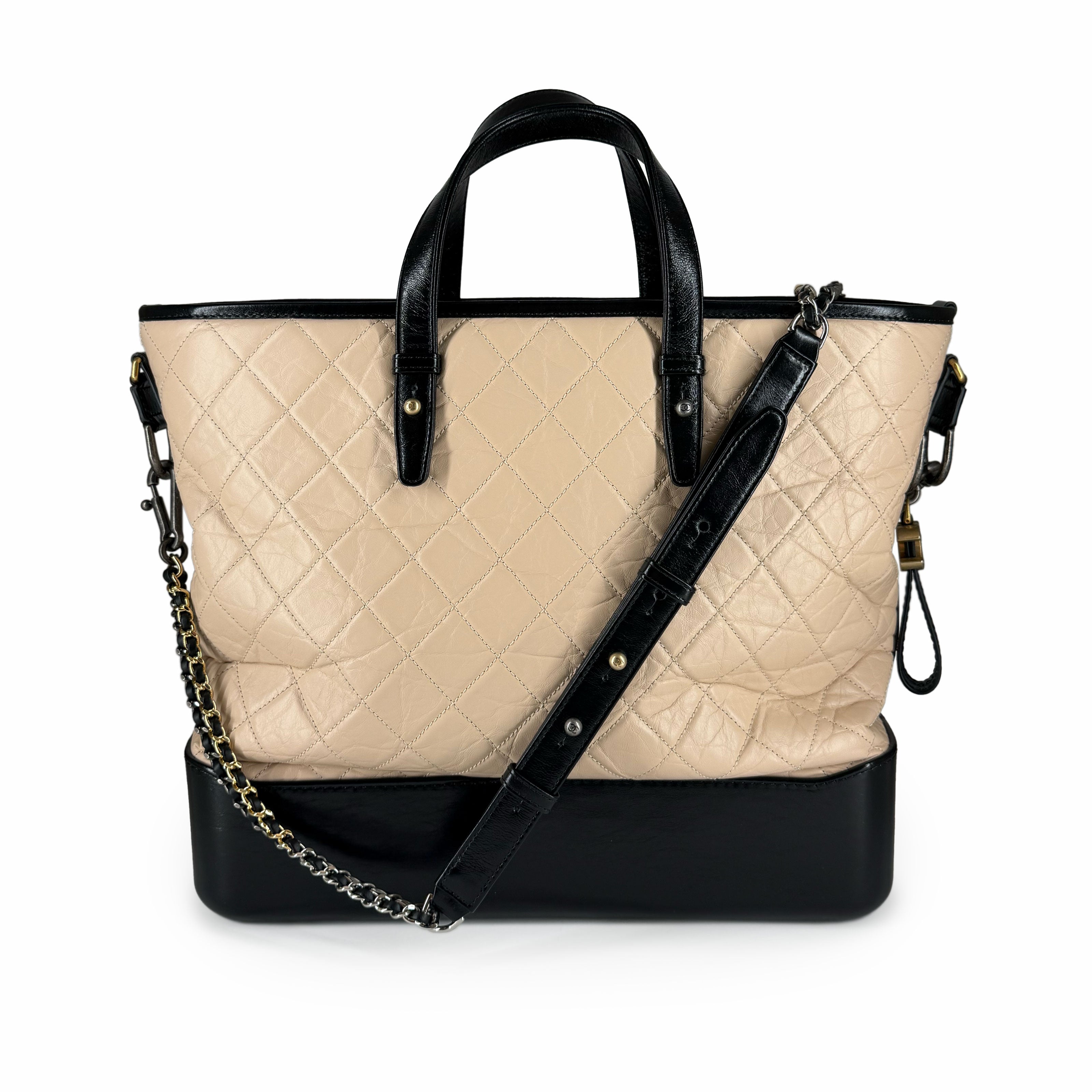 Chanel Quilted Large Gabrielle Hobo Bag Beige