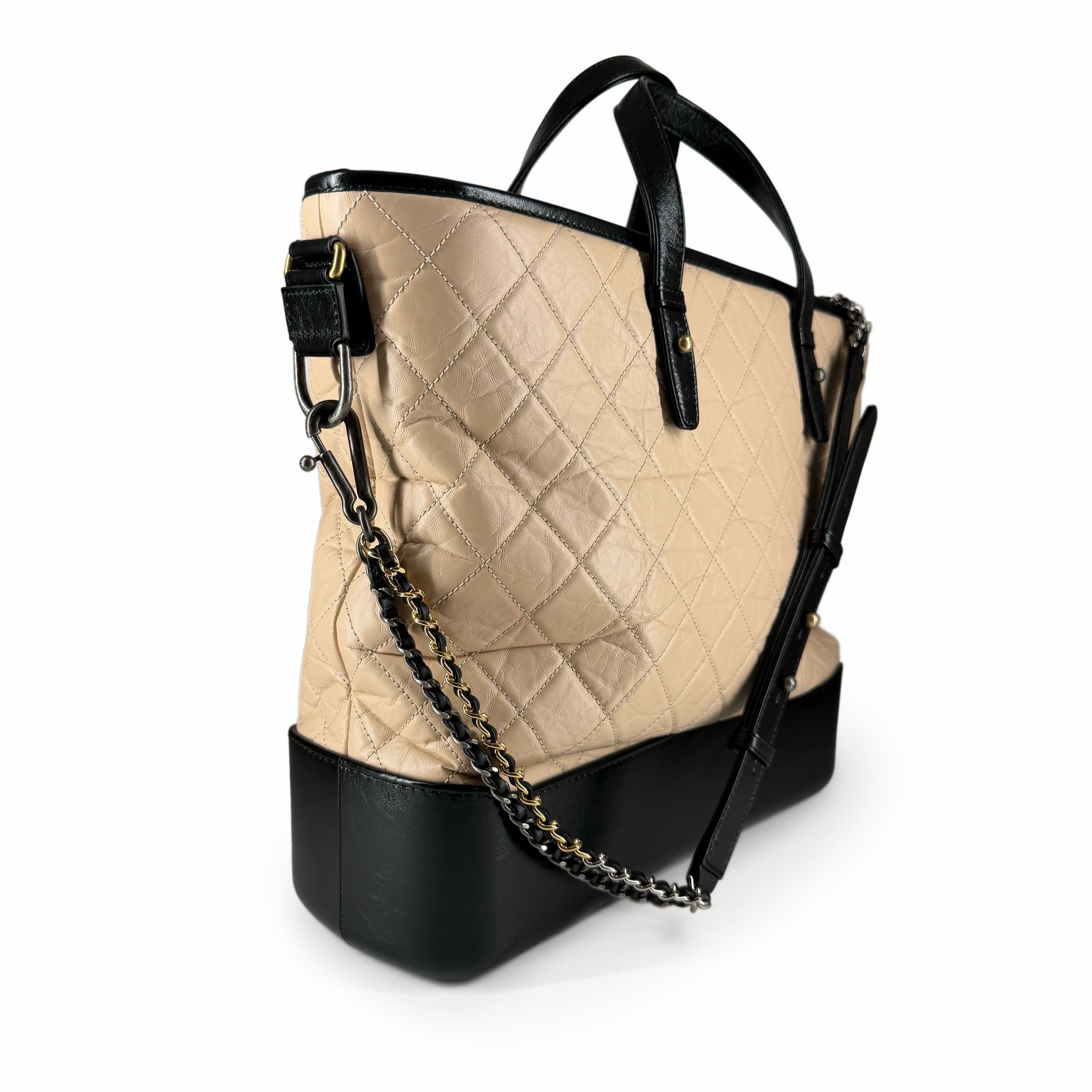 Chanel Quilted Large Gabrielle Hobo Bag Beige