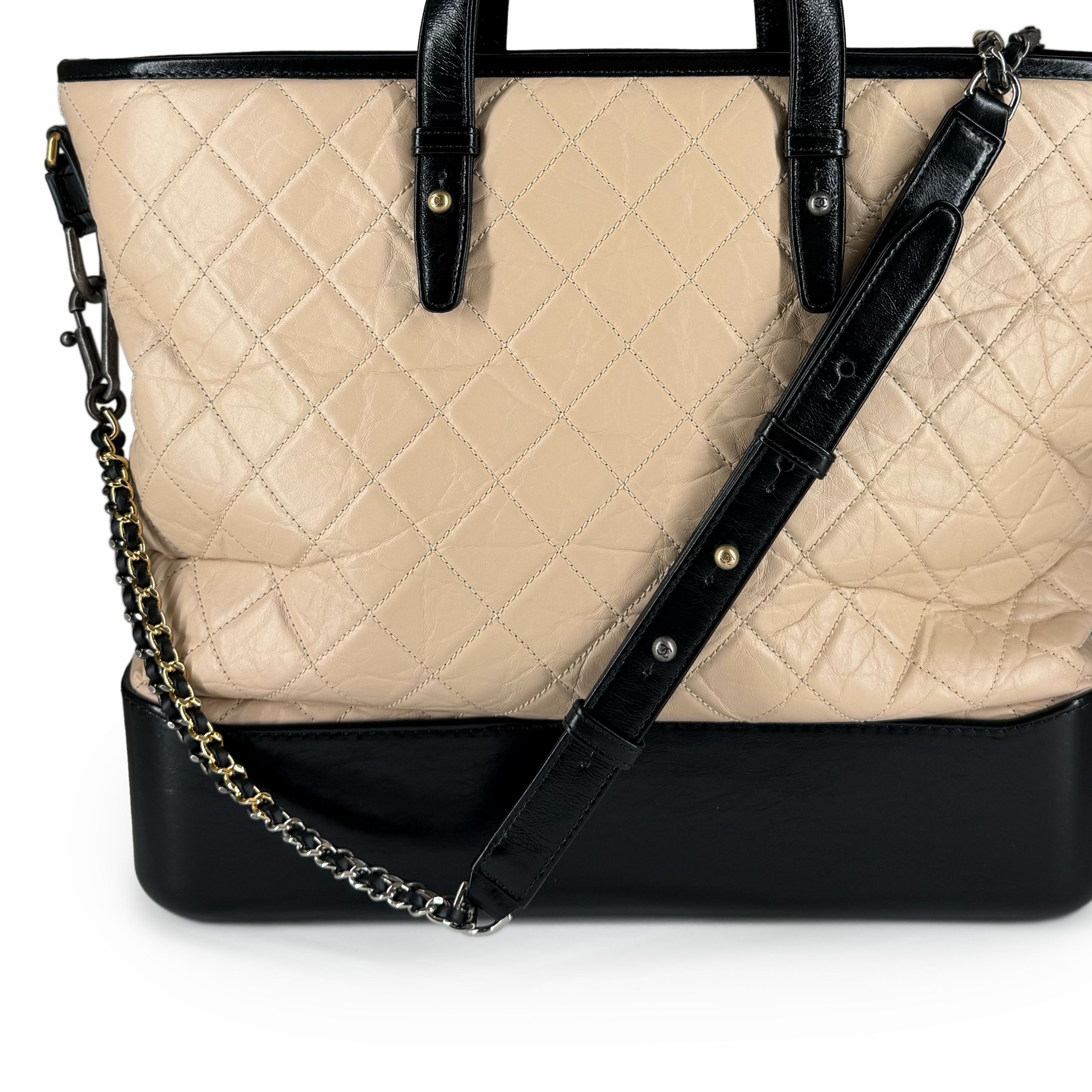 Chanel Quilted Large Gabrielle Hobo Bag Beige