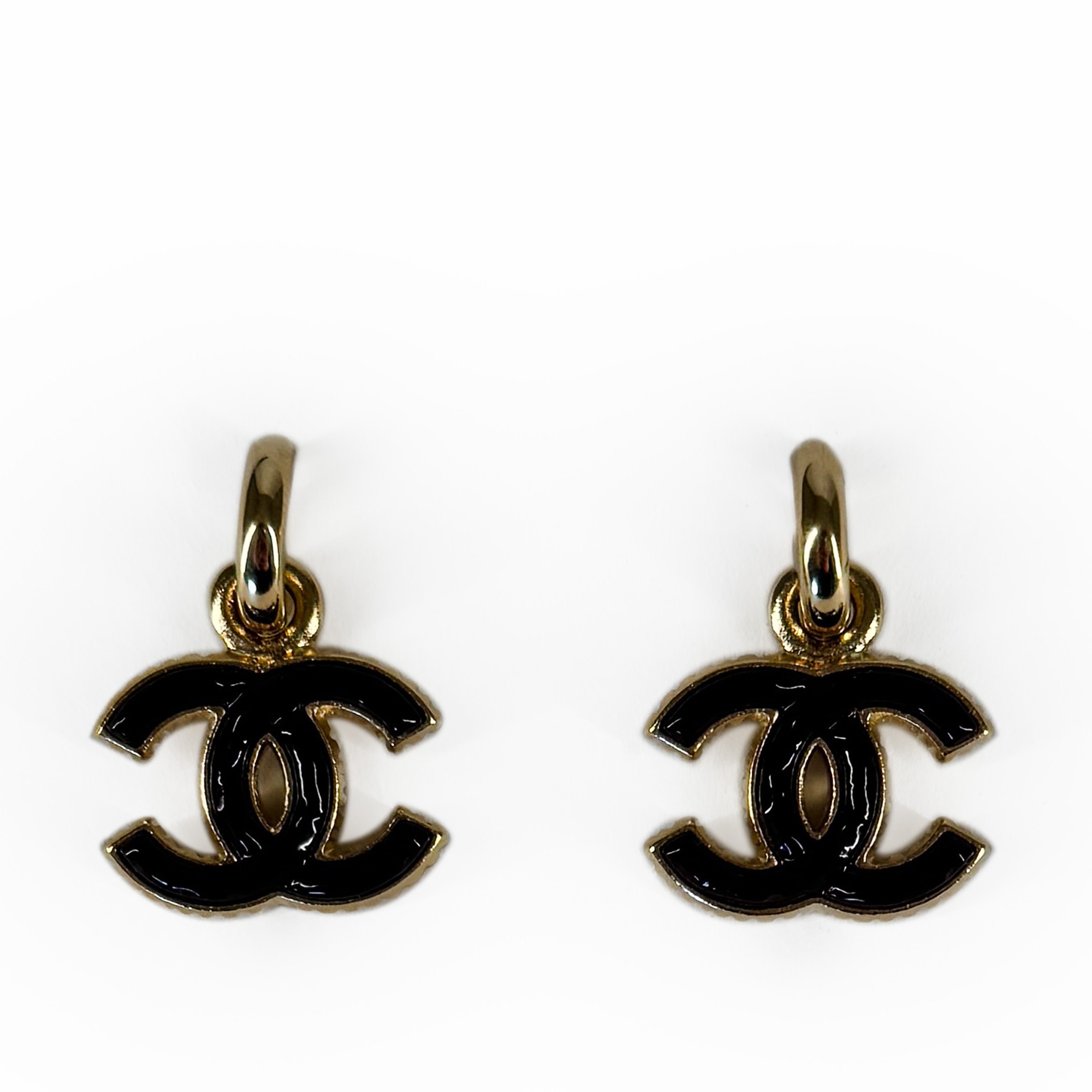 Chanel CC Chocolate Drop Earrings Gold