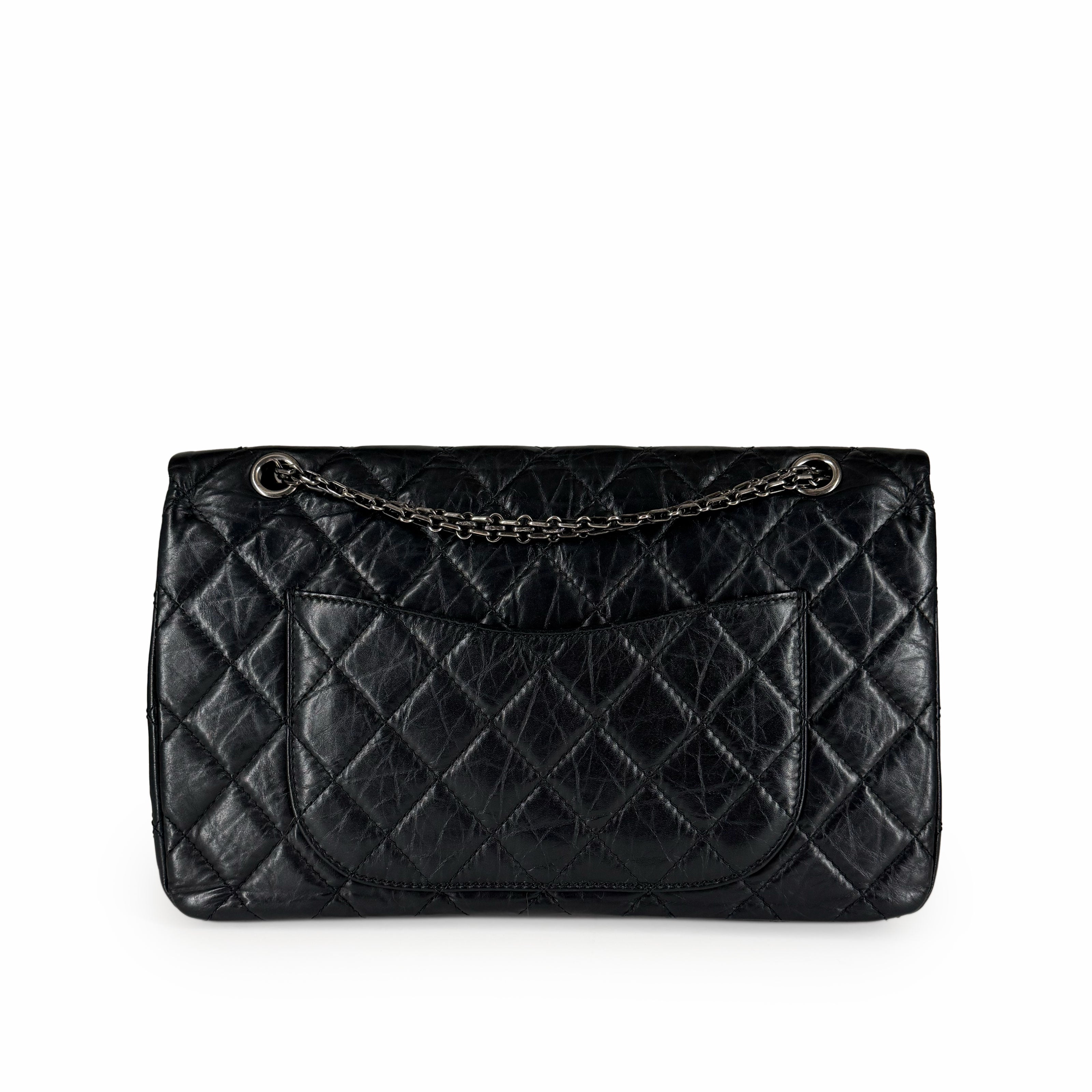 Chanel 2.55 Reissue 227 Large Black Quilted Aged Calfskin