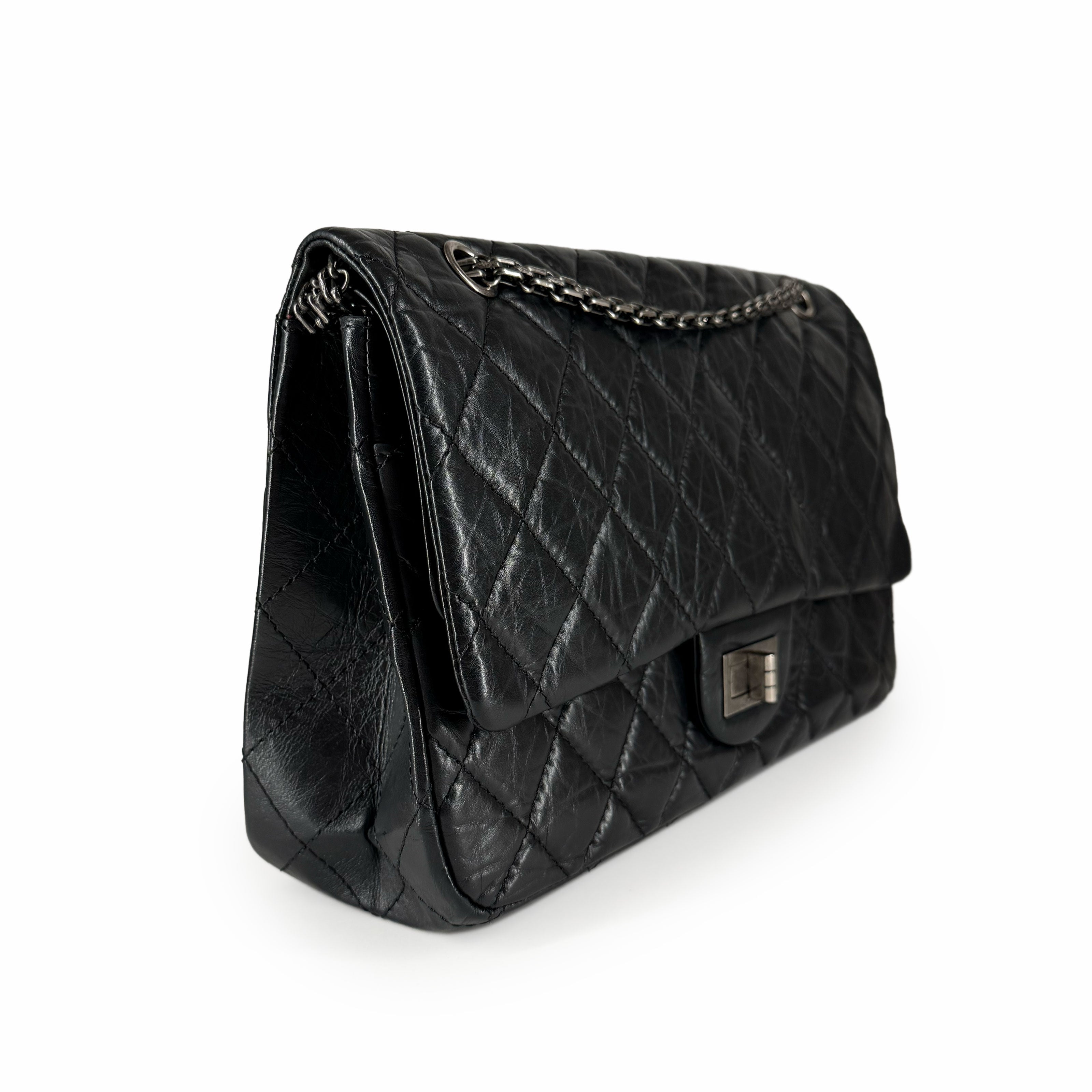 Chanel 2.55 Reissue 227 Large Black Quilted Aged Calfskin