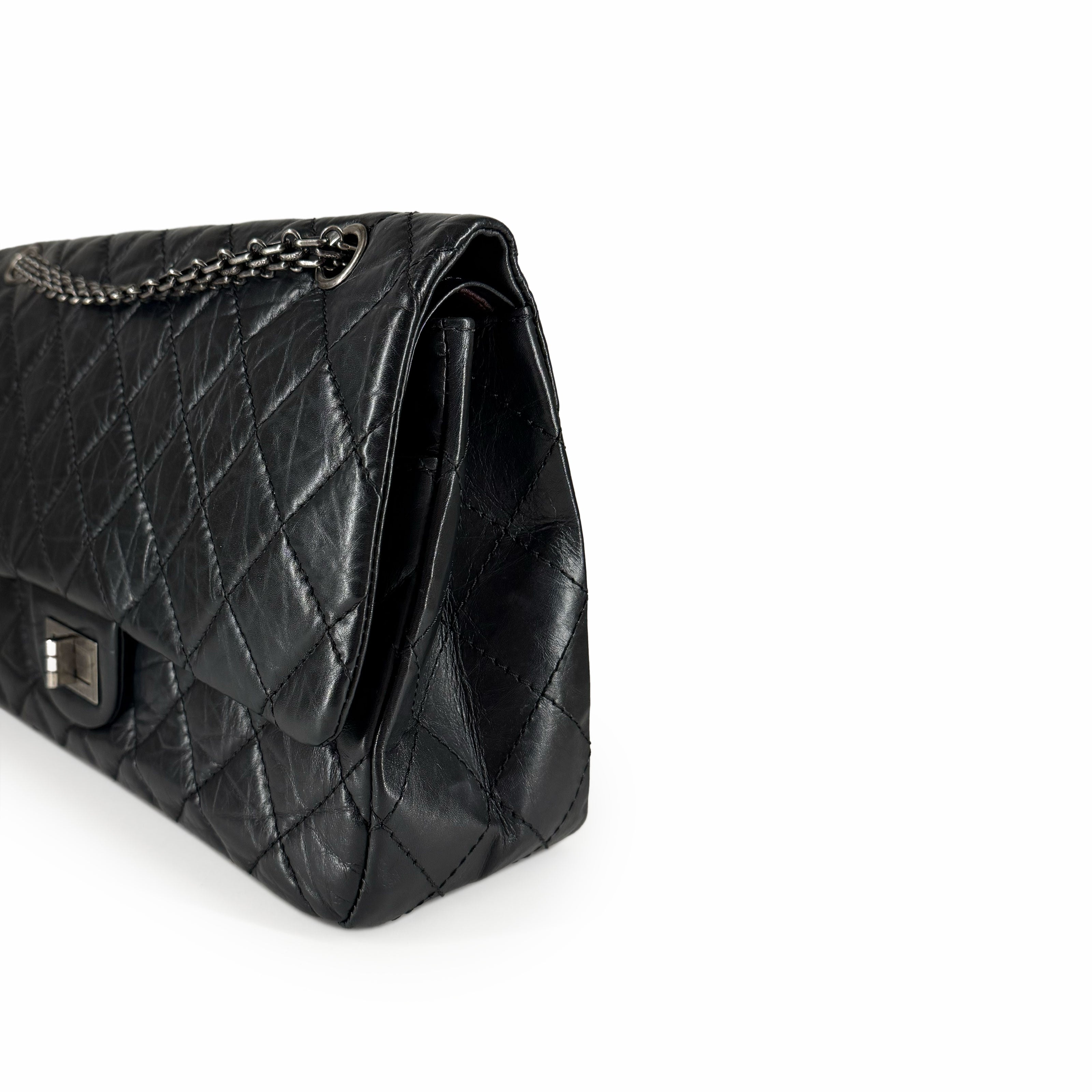 Chanel 2.55 Reissue 227 Large Black Quilted Aged Calfskin