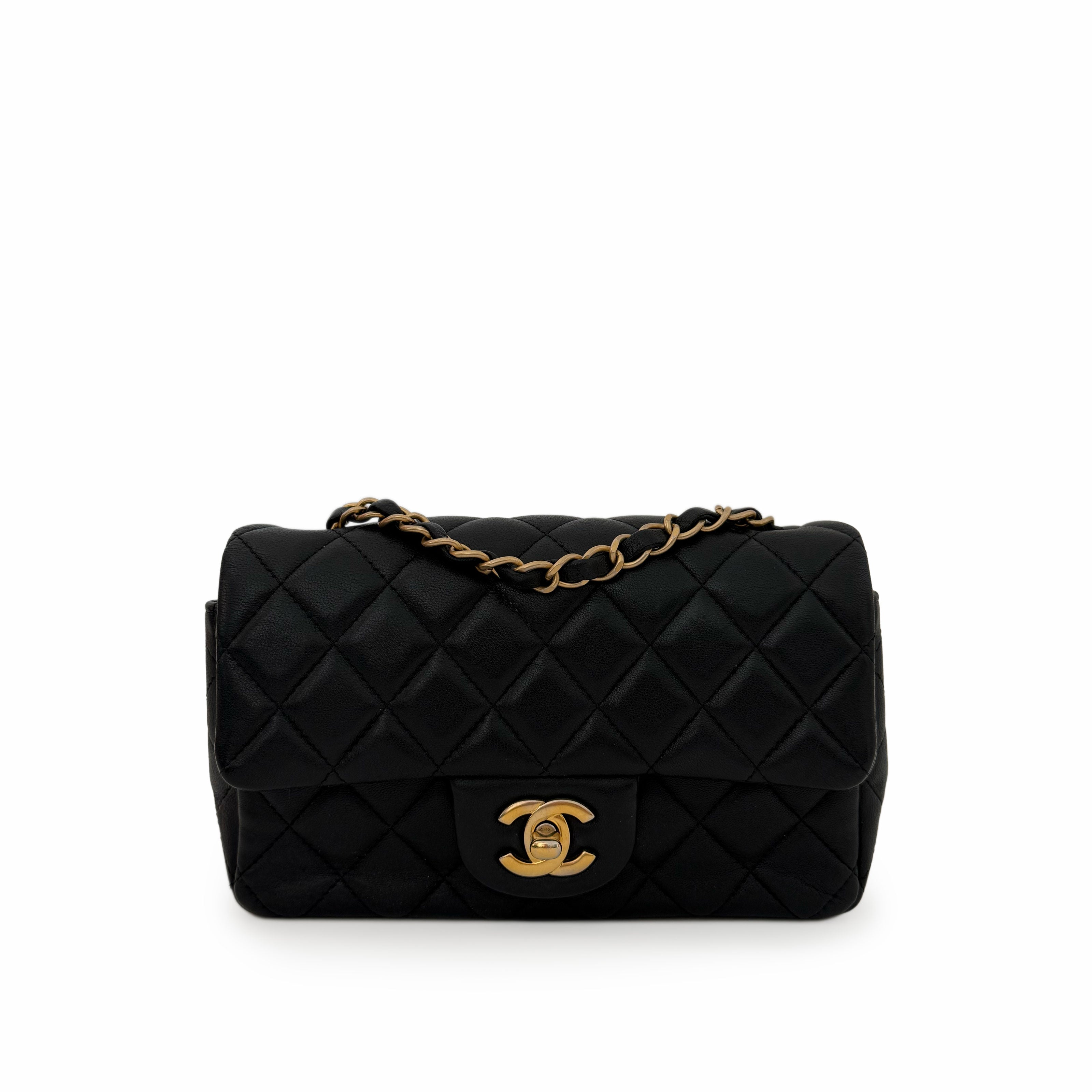 Chanel Mini Rectangular Classic Flap Bag Black Lambskin GBHW