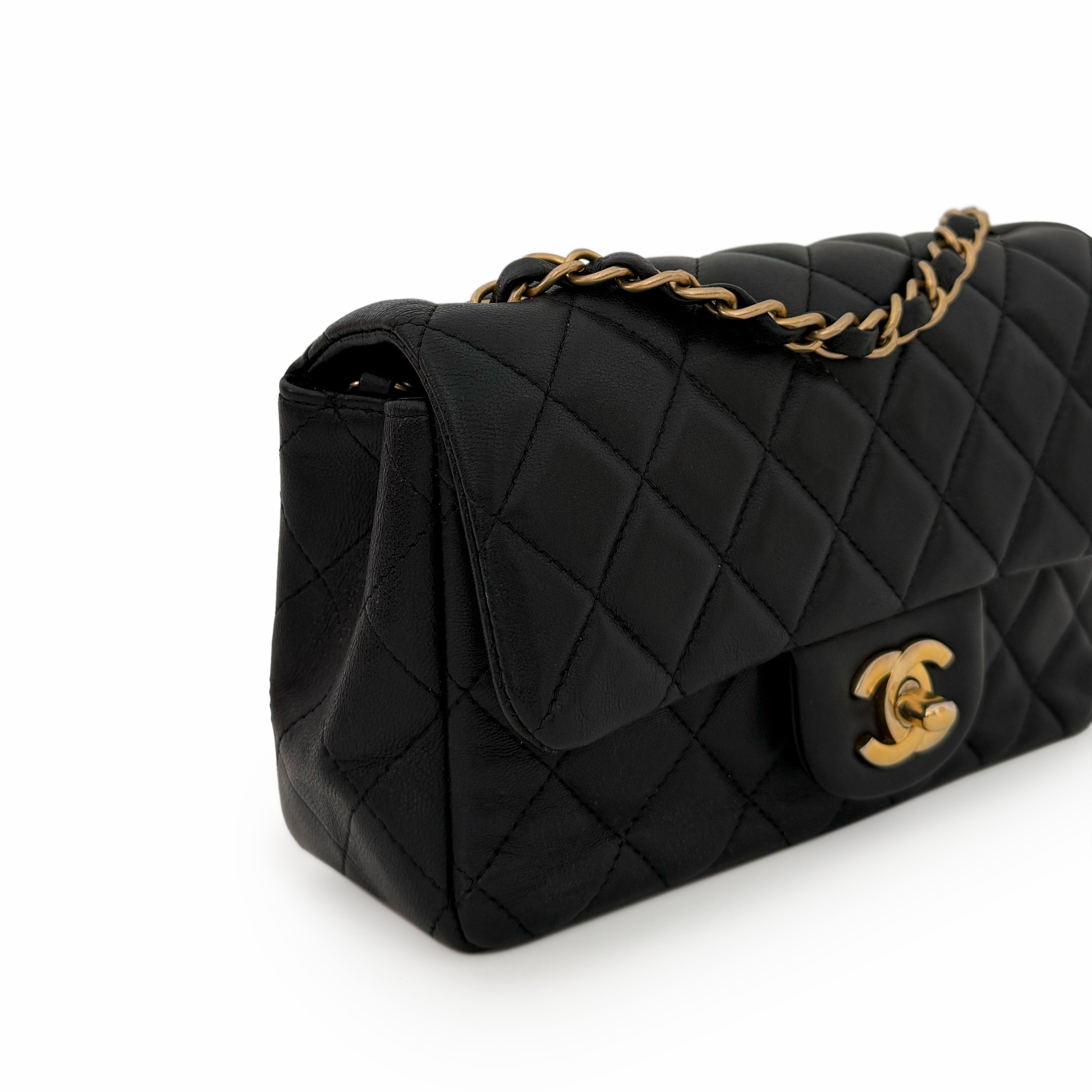 Chanel Mini Rectangular Classic Flap Bag Black Lambskin GBHW