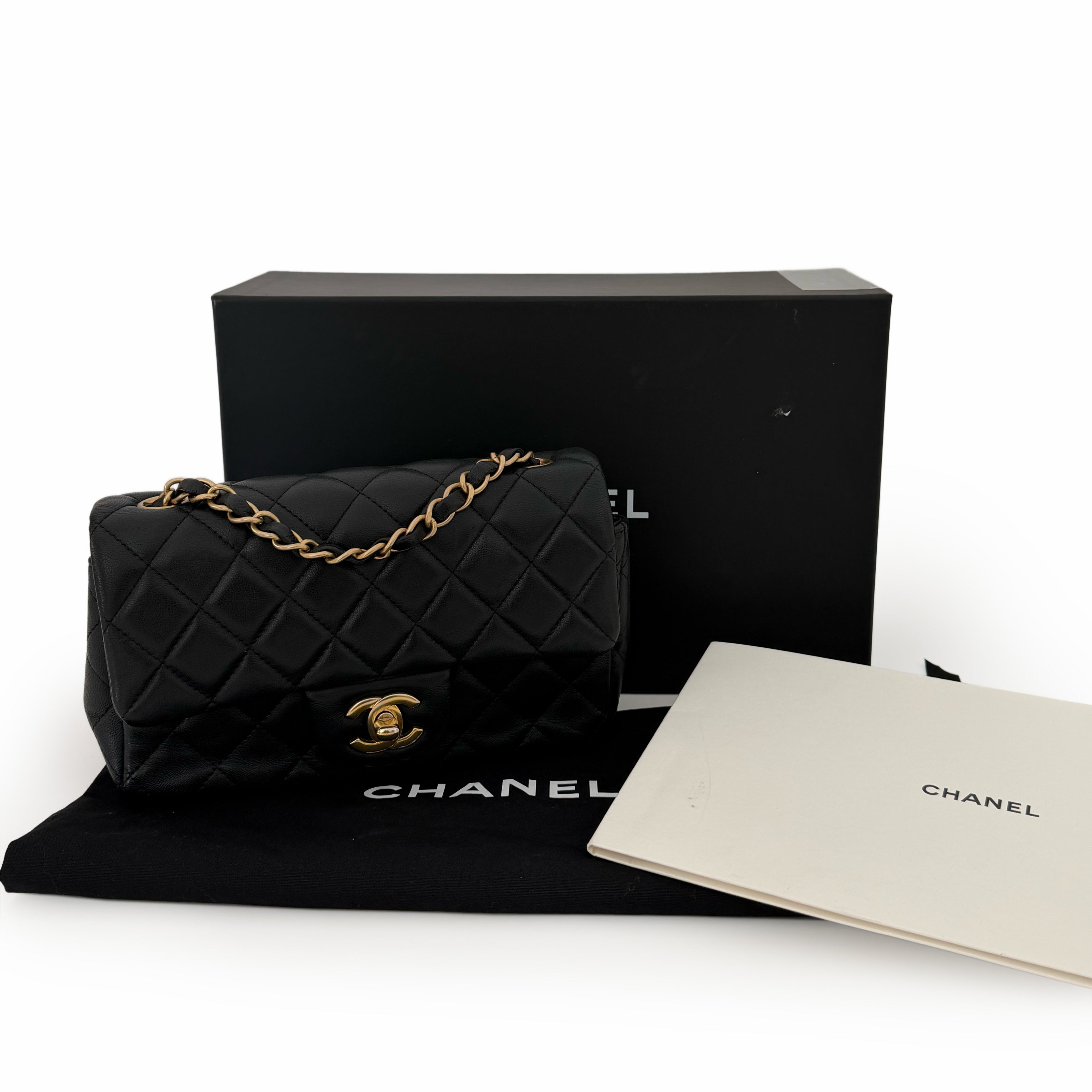 Chanel Mini Rectangular Classic Flap Bag Black Lambskin GBHW