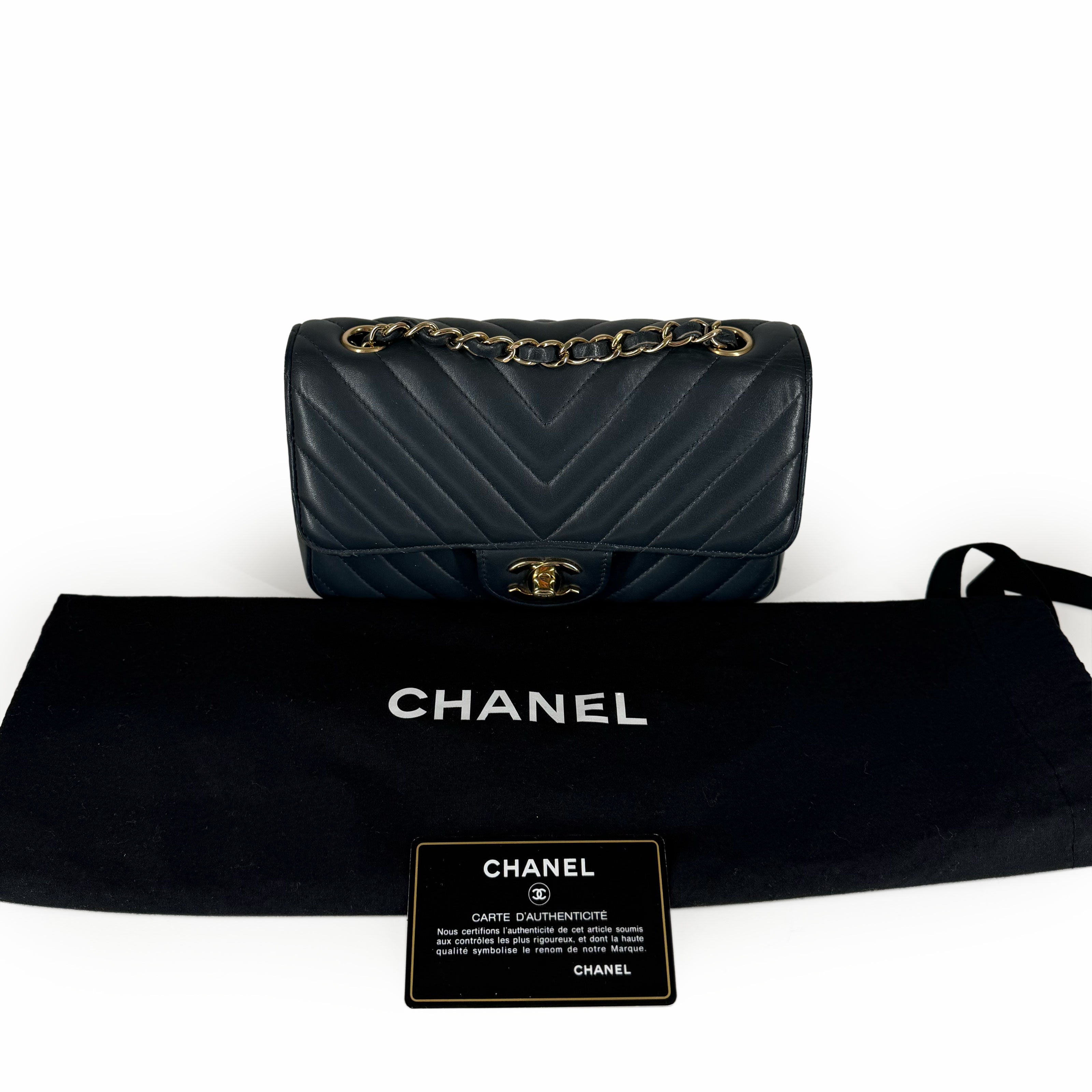 Chanel Mini Rectangular Flap Bag Dusty Blue Chevron CHW