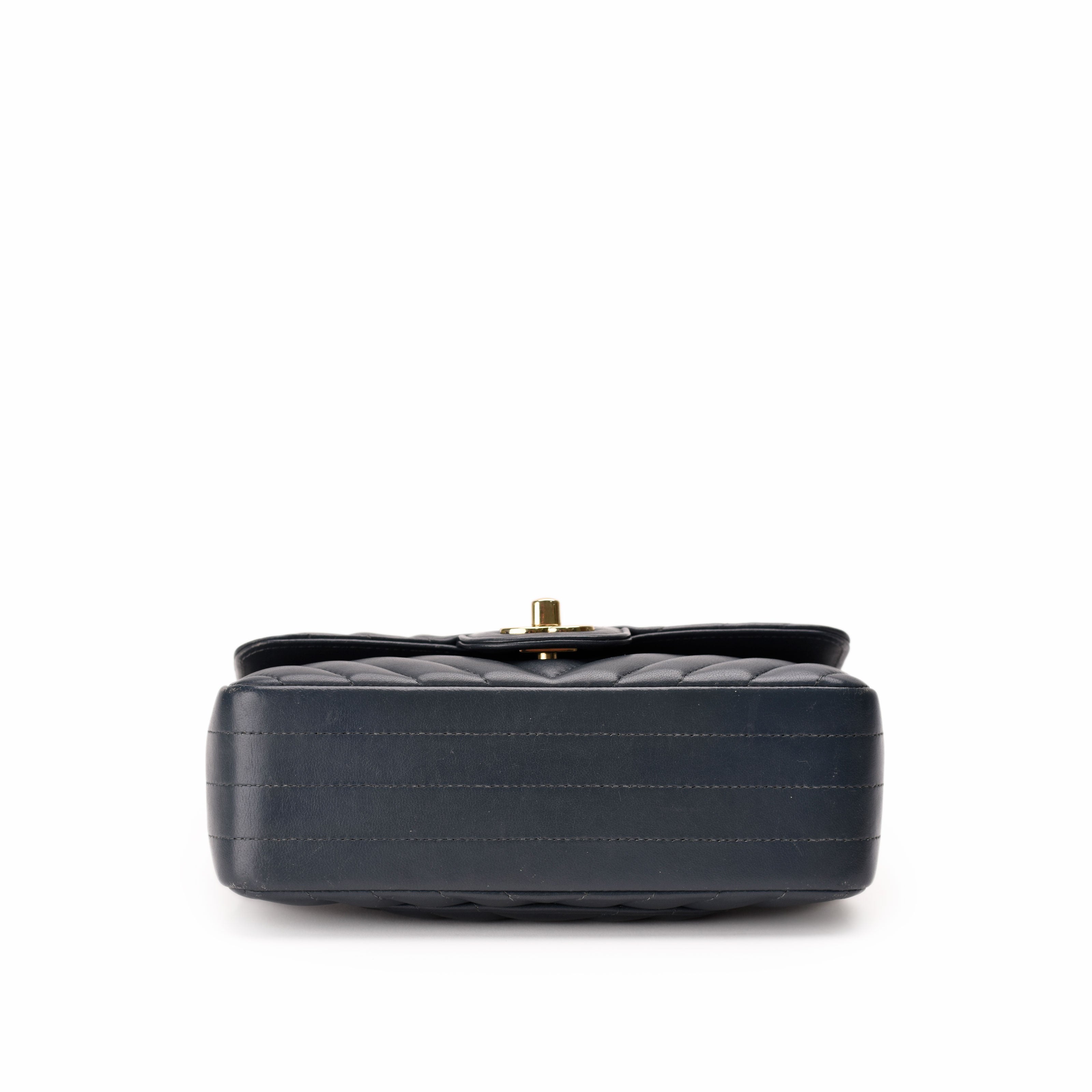 Chanel Mini Rectangular Flap Bag Dusty Blue Chevron CHW