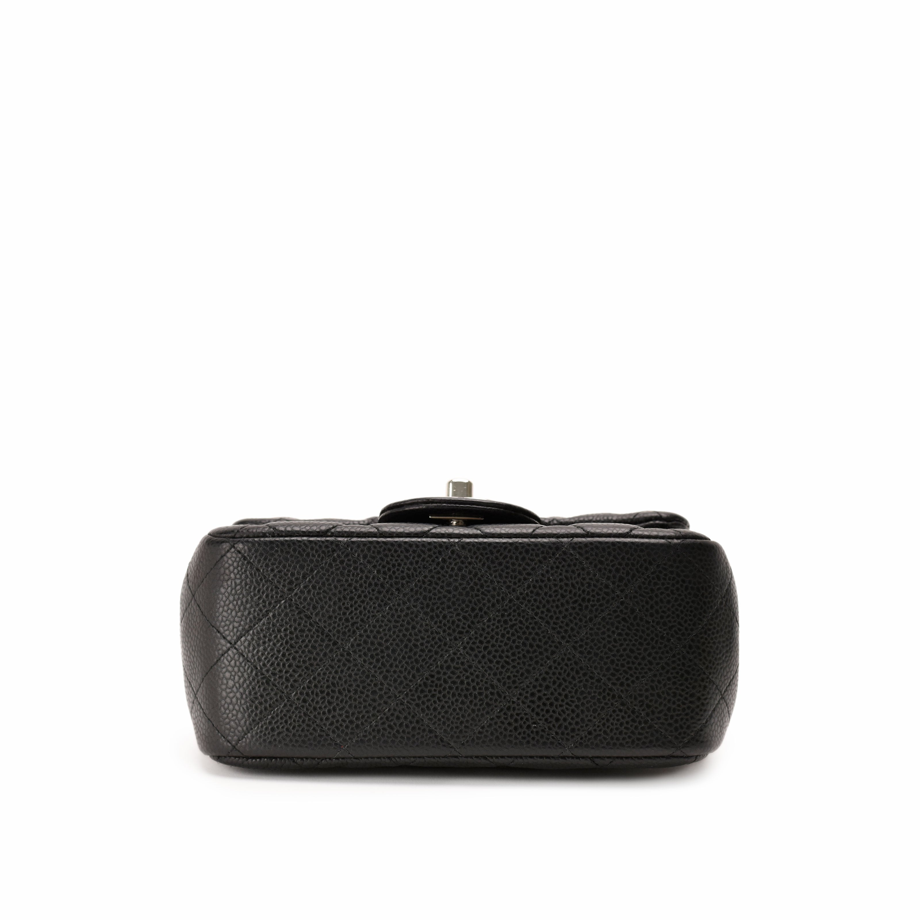 Chanel Mini Square Black Caviar SHW